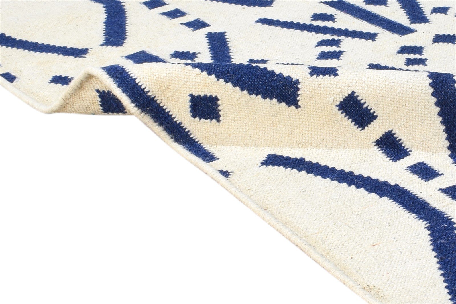 Off-White Wool Rug 5' X 8' Modern Dhurrie Scandinavian Nordic Room Size Carpet 7865020285077