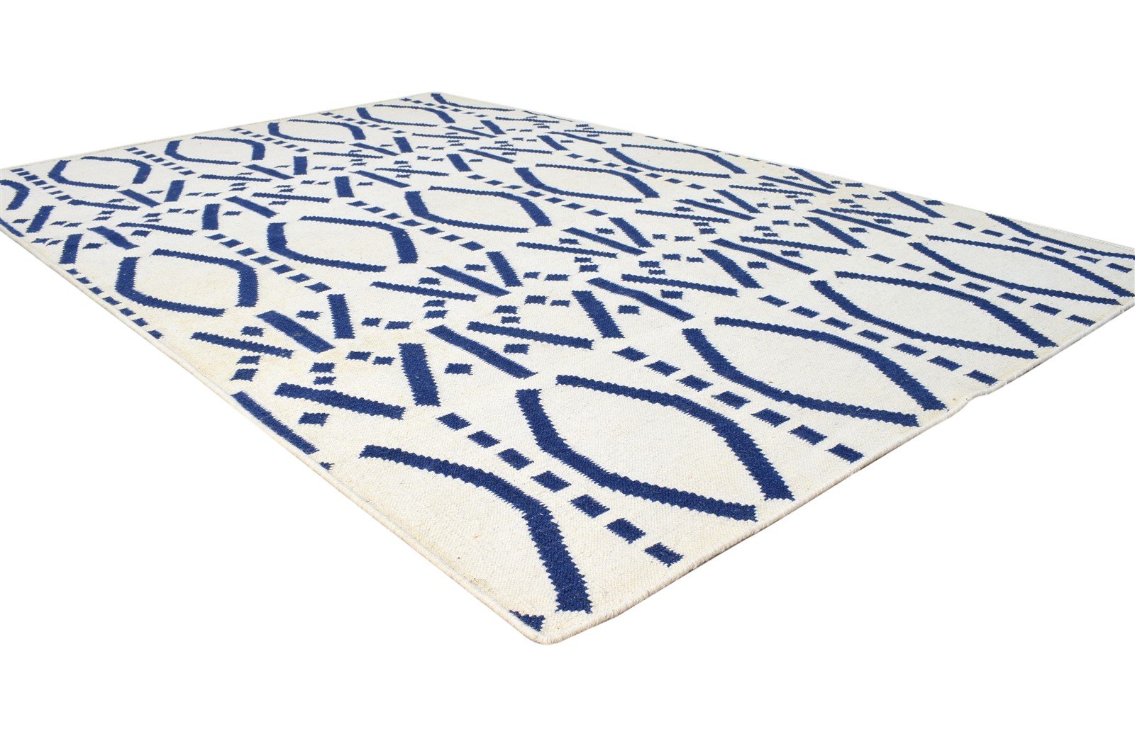 Off-White Wool Rug 5' X 8' Modern Dhurrie Scandinavian Nordic Room Size Carpet 7865020285077