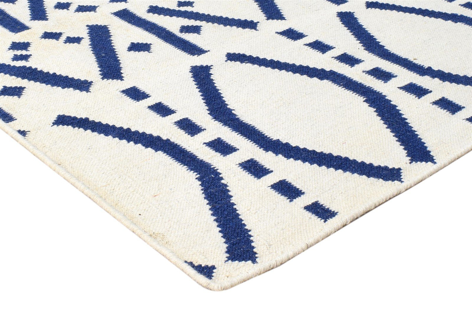 Off-White Wool Rug 5' X 8' Modern Dhurrie Scandinavian Nordic Room Size Carpet 7865020285077