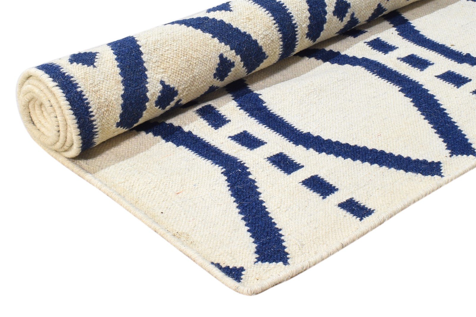 Off-White Wool Rug 5' X 8' Modern Dhurrie Scandinavian Nordic Room Size Carpet 7865020285077