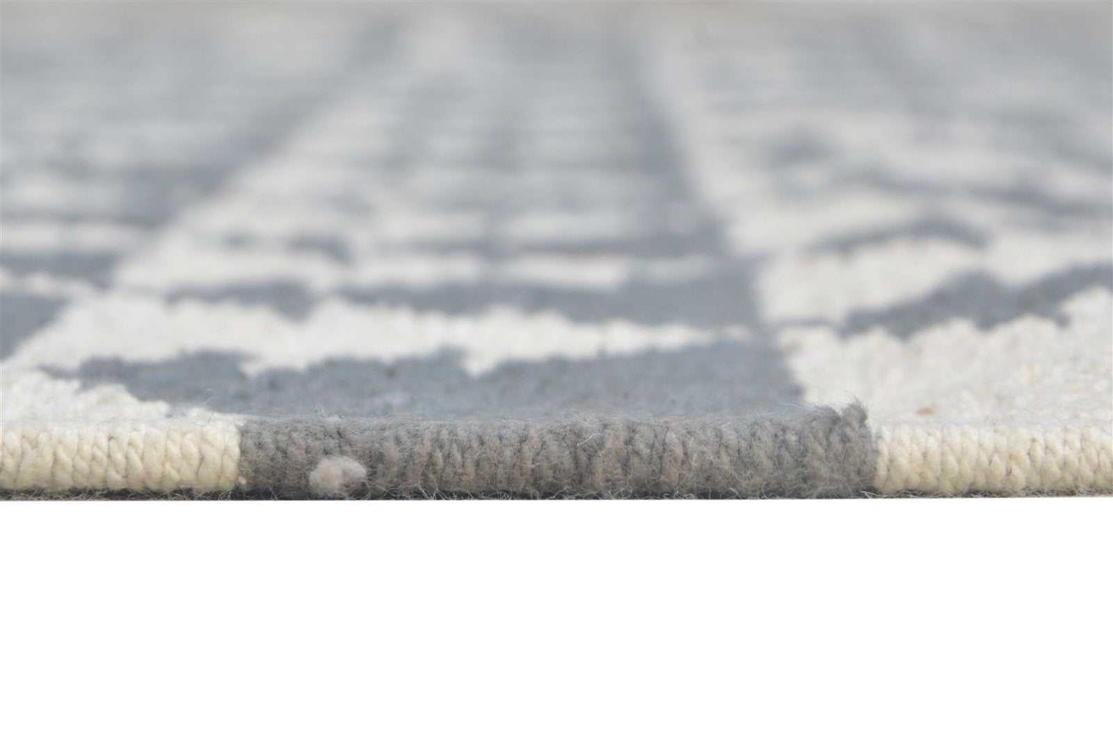 Off-White Wool Rug 5X7 Modern Dhurrie Scandinavian Triangles Room Size Carpet 7865051480213