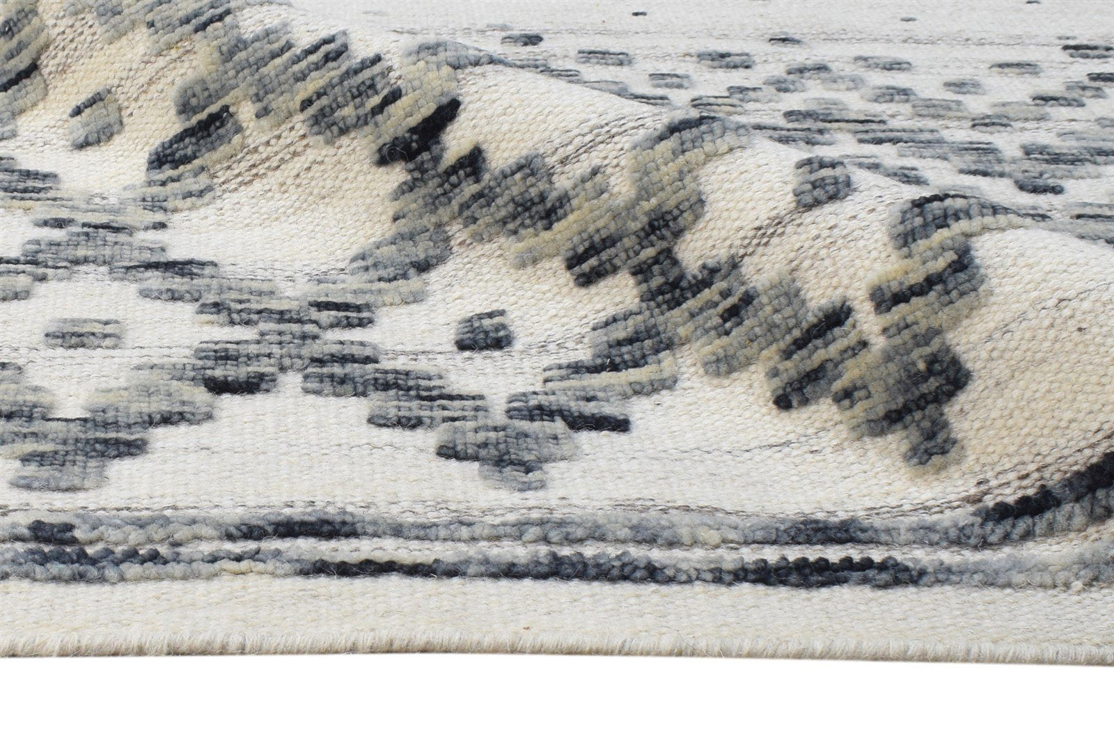 Off-White Wool Rug 6' X 8' Modern Dhurrie Scandinavian Nordic Room Size Carpet 7865051775125