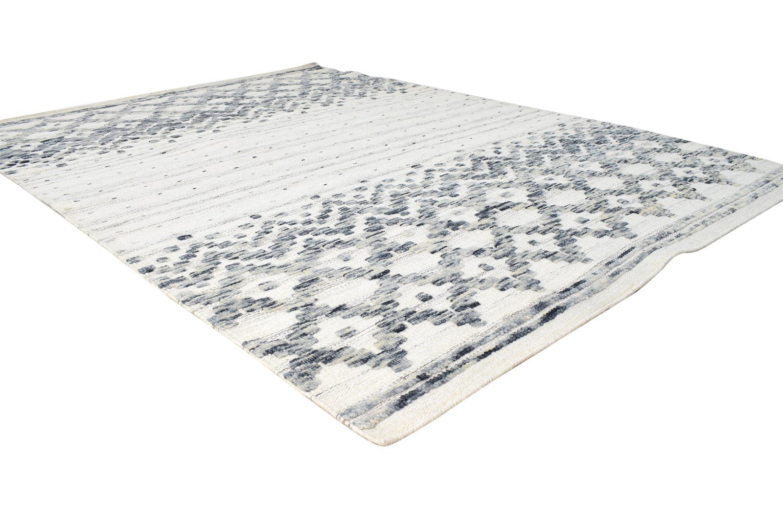 Off-White Wool Rug 6' X 8' Modern Dhurrie Scandinavian Nordic Room Size Carpet 7865051775125