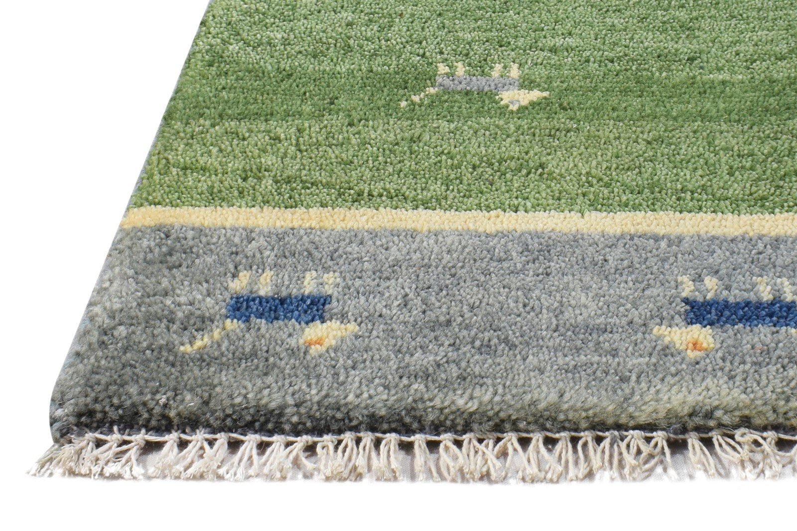 Olive Wool Rug 1' X 2' Southwestern Hand Knotted American Tribal Small Carpet 7865058394261