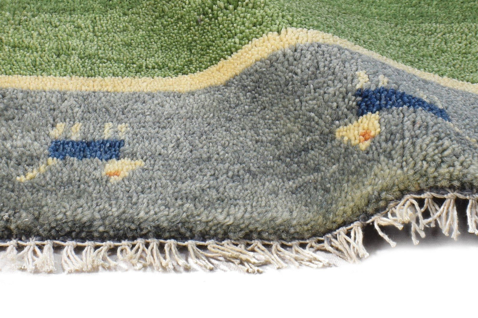 Olive Wool Rug 1' X 2' Southwestern Hand Knotted American Tribal Small Carpet 7865058394261