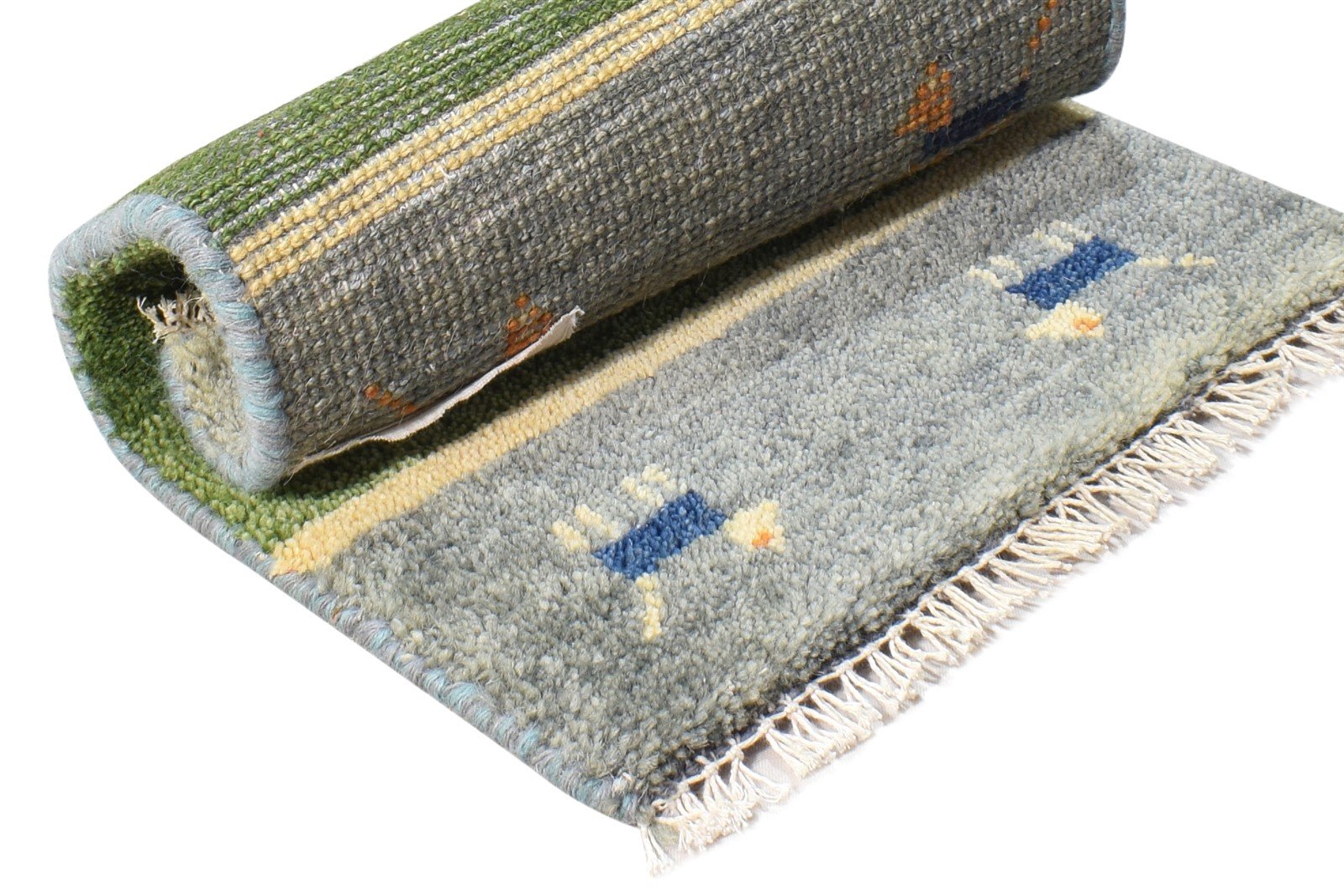 Olive Wool Rug 1' X 2' Southwestern Hand Knotted American Tribal Small Carpet 7865058394261