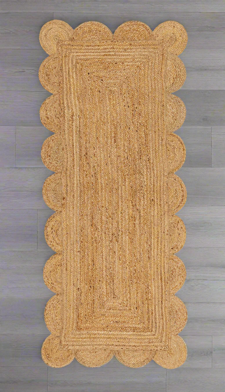 Olivya Scalloped Jute Rug – Natural Braided Handmde Rug 8823129374869
