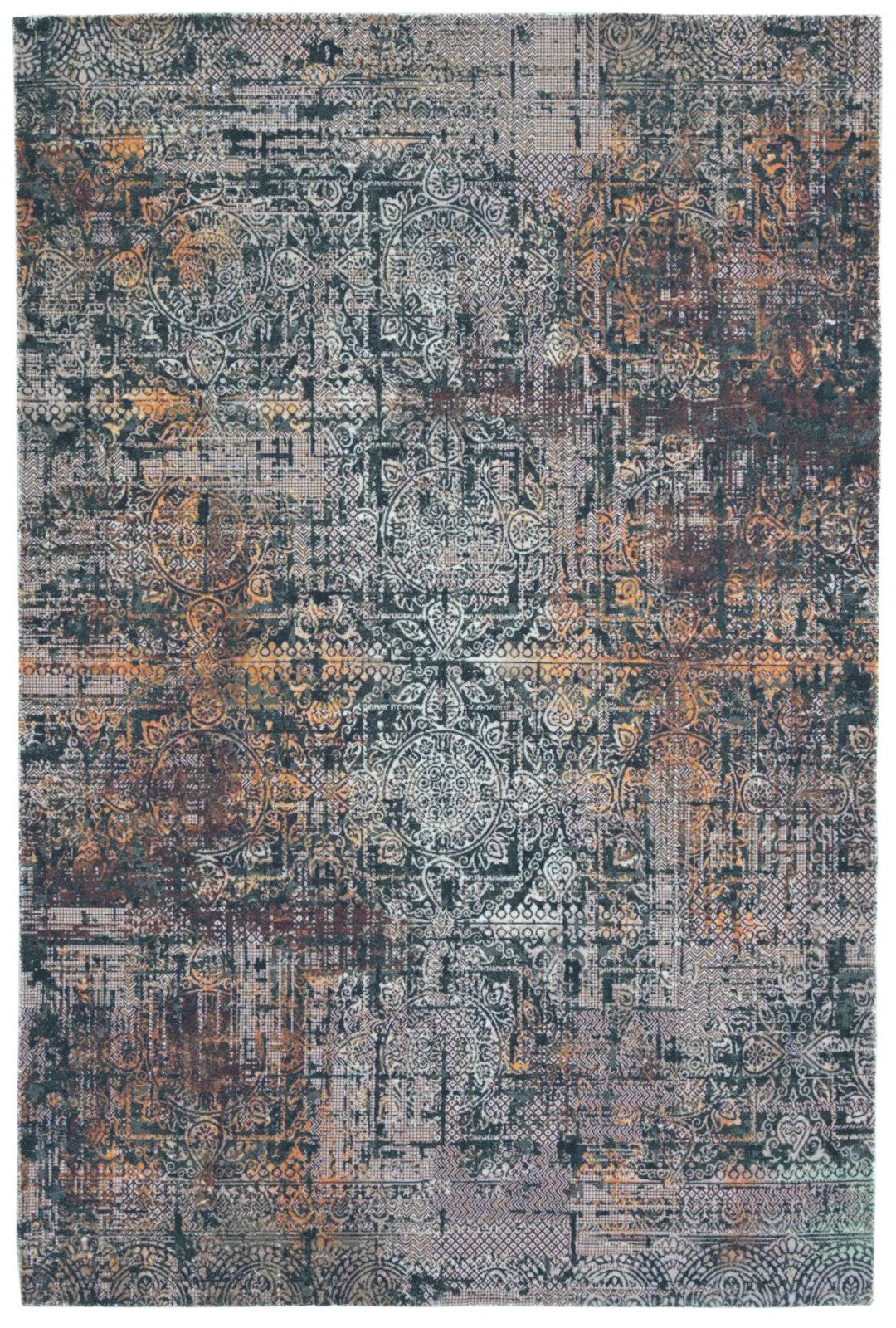 Ombra Handmade Charcoal Grey Medallion Area Rug – Modern Industrial Abstract