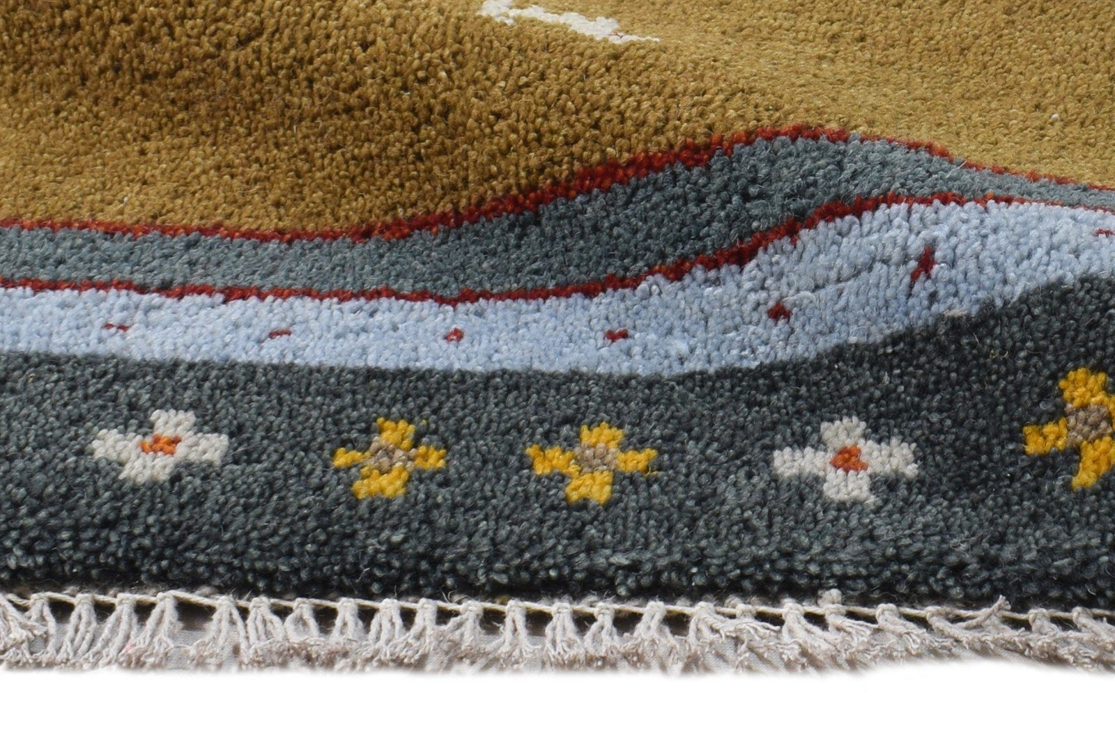 Phaedra Brown Wool Rug 1' X 2' Persian Hand Knotted Southwestern Tribal   7865184387221