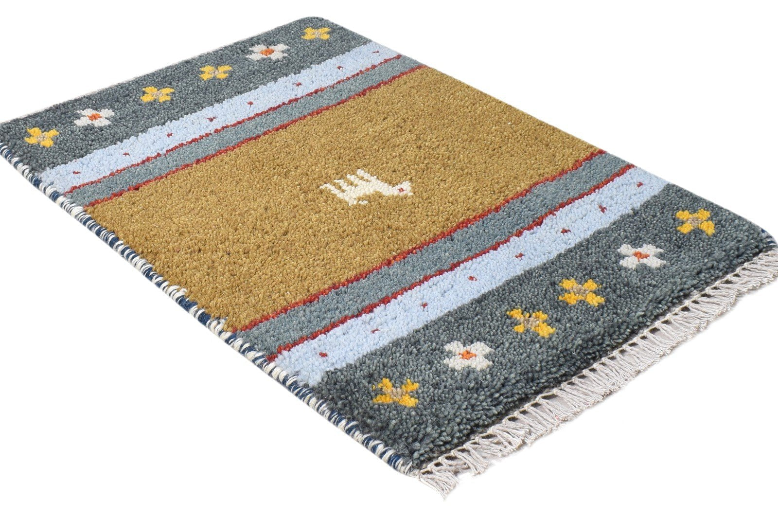 Phaedra Brown Wool Rug 1' X 2' Persian Hand Knotted Southwestern Tribal   7865184387221