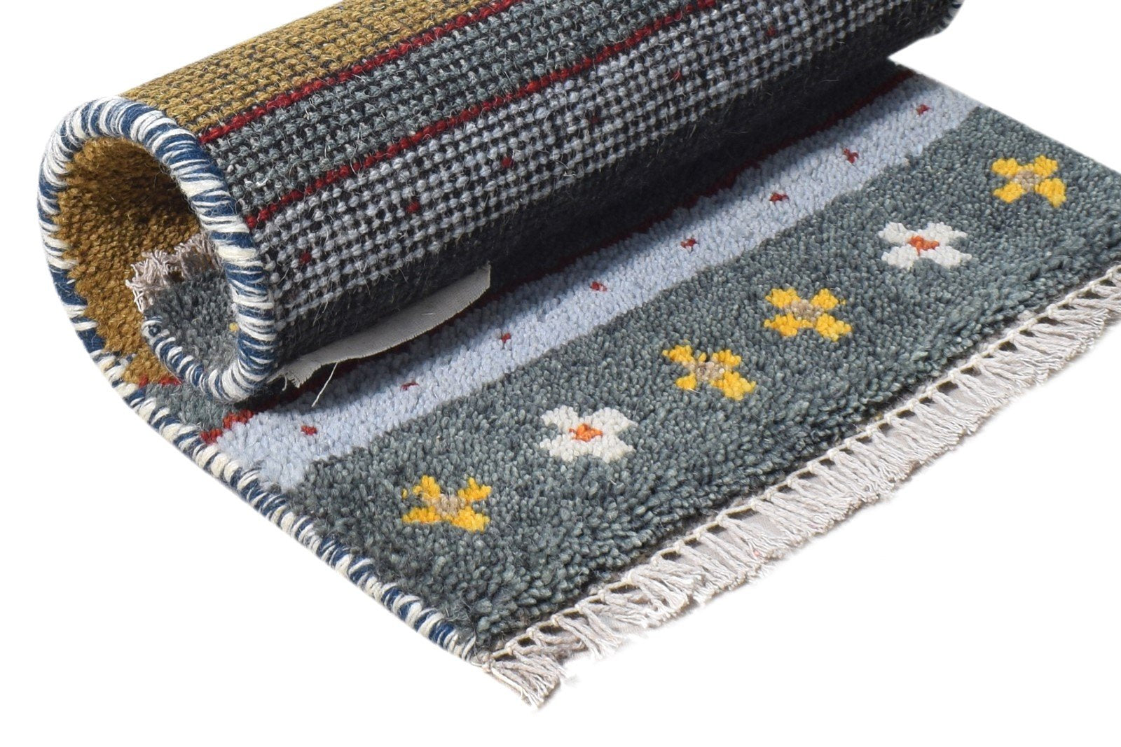 Phaedra Brown Wool Rug 1' X 2' Persian Hand Knotted Southwestern Tribal   7865184387221