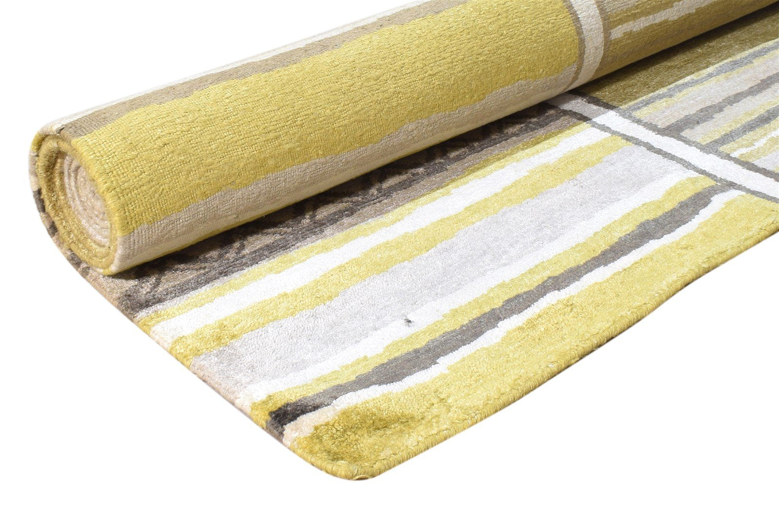 Pia Hand Knotted Green Silk Rug 6' X 9' Modern Scandinavian Abstract 7865066848405