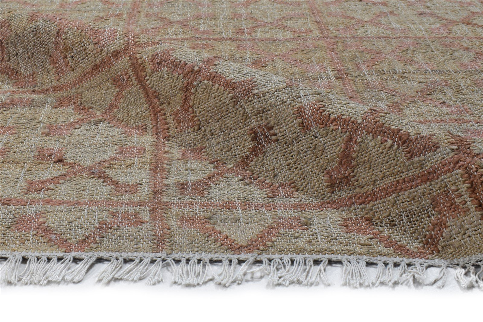 Pink Jute Rug 9' X 13' Modern Hand Woven Scandinavian Trellis Extra Large Carpet 7864806244501