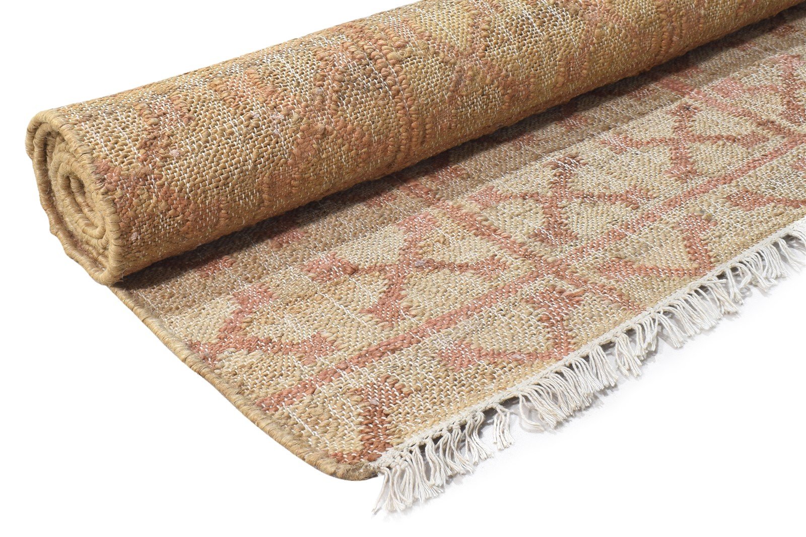 Pink Jute Rug 9' X 13' Modern Hand Woven Scandinavian Trellis Extra Large Carpet 7864806244501