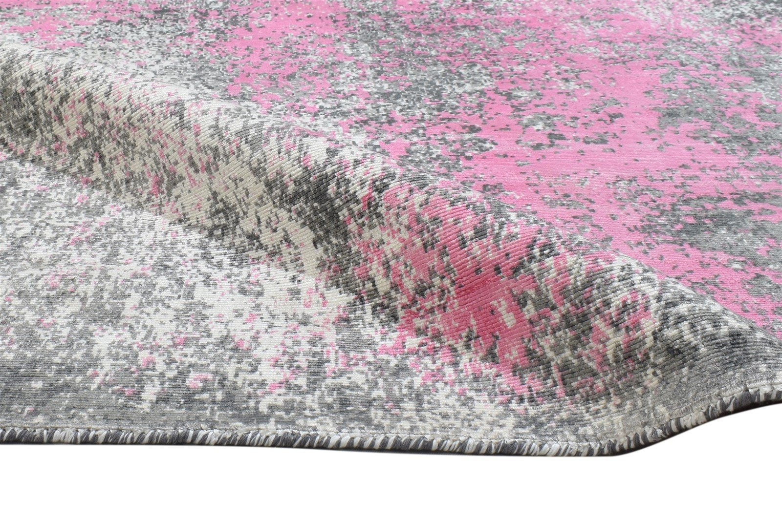 Pink Silk Rug 4' X 6' Modern Handloom Indian Abstract Room Size Carpet 7864158388373