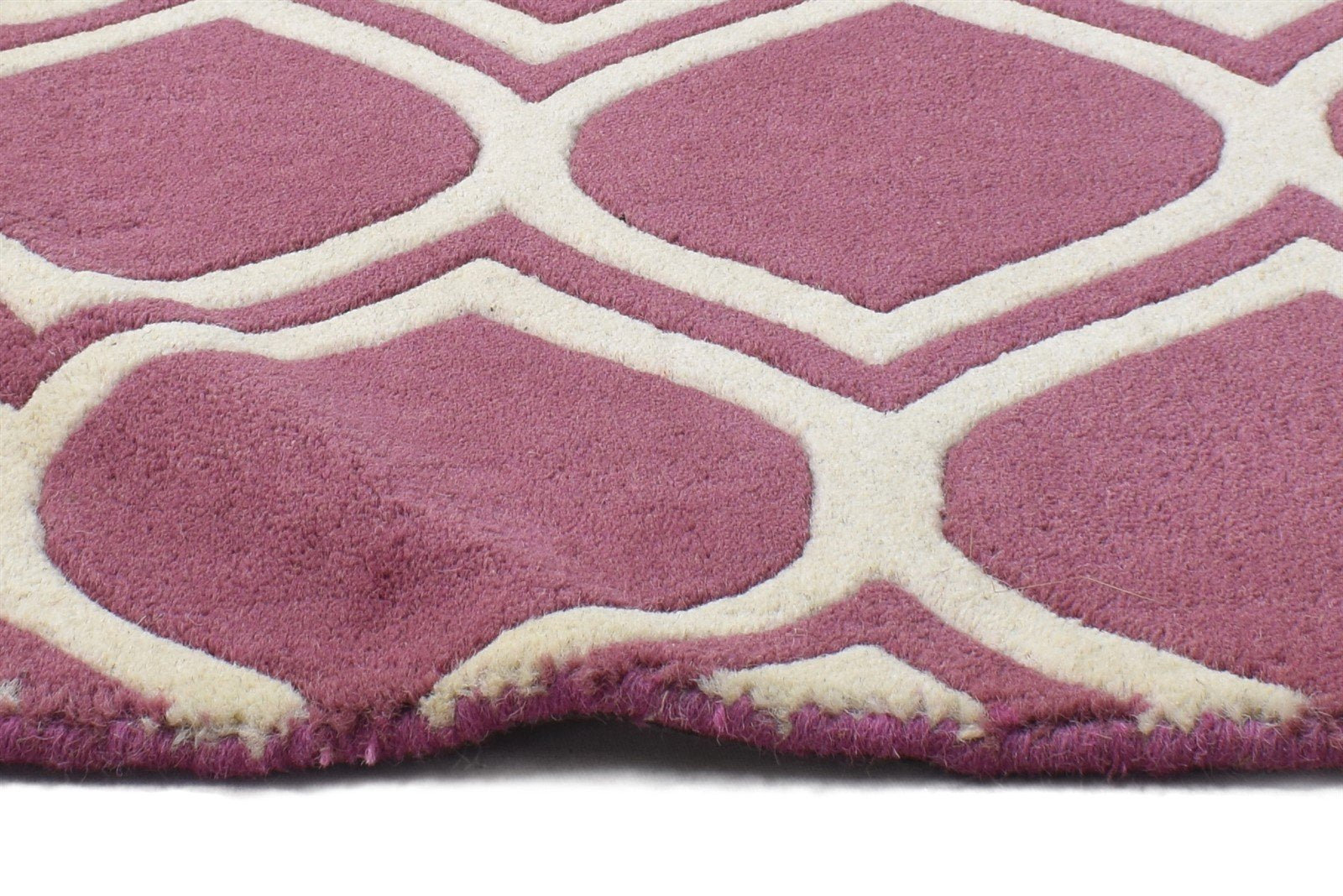 Pink Wool Rug 2' X 2' Modern Hand Tufted Moroccan Trellis Small Carpet 7864127750293