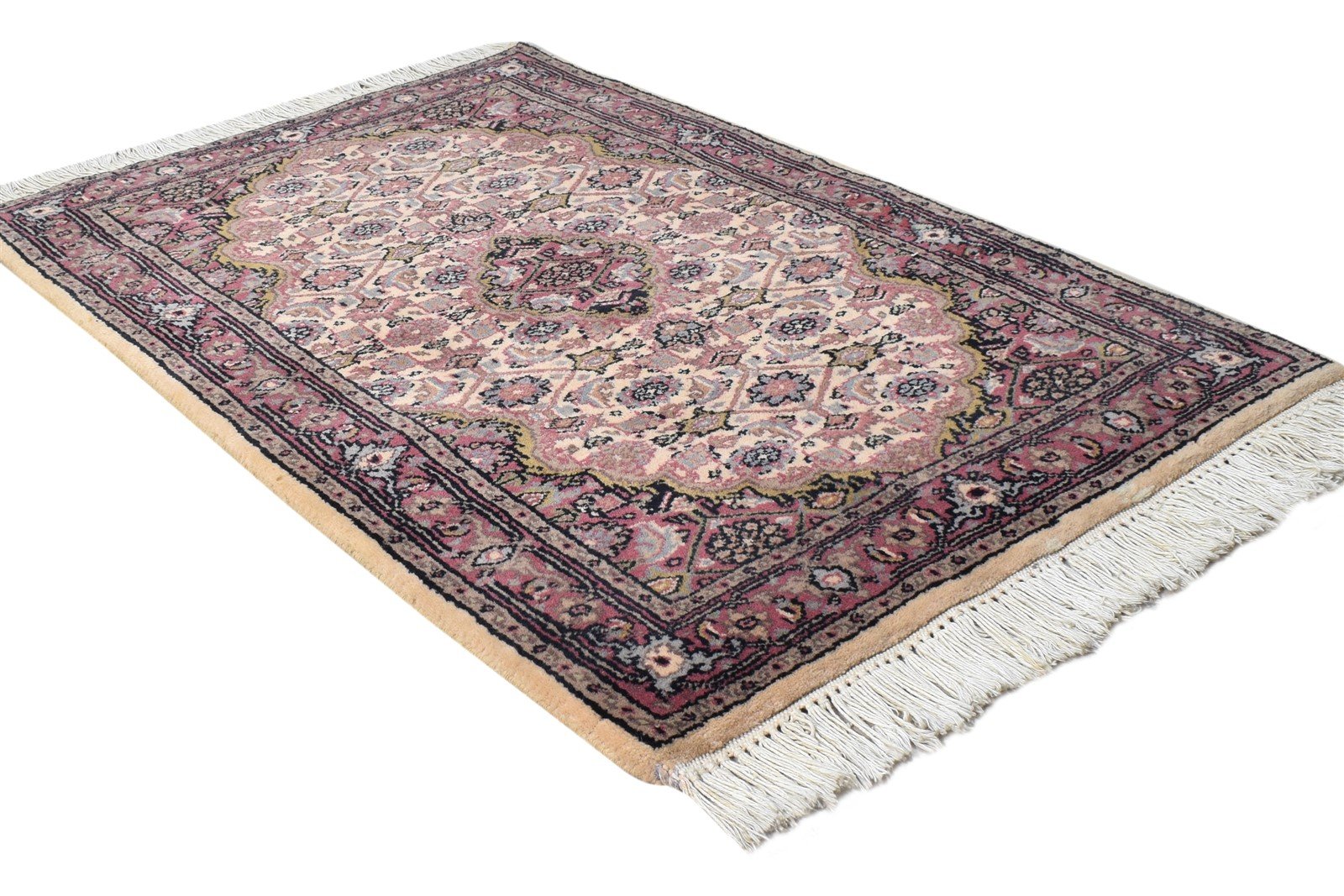 Pink Wool Rug 2' X 3' Persian Hand Knotted Tabriz Medallion Small Carpet 7864676384917