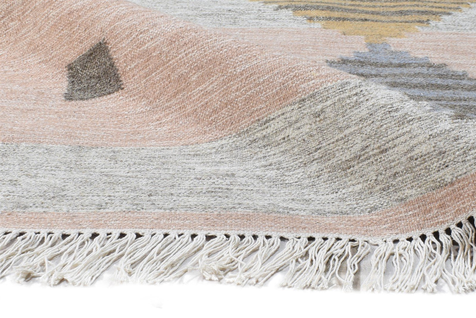 Pink Wool Rug 4' X 6' Modern Hand Woven Scandinavian Nordic Room Size Carpet 7865140871317