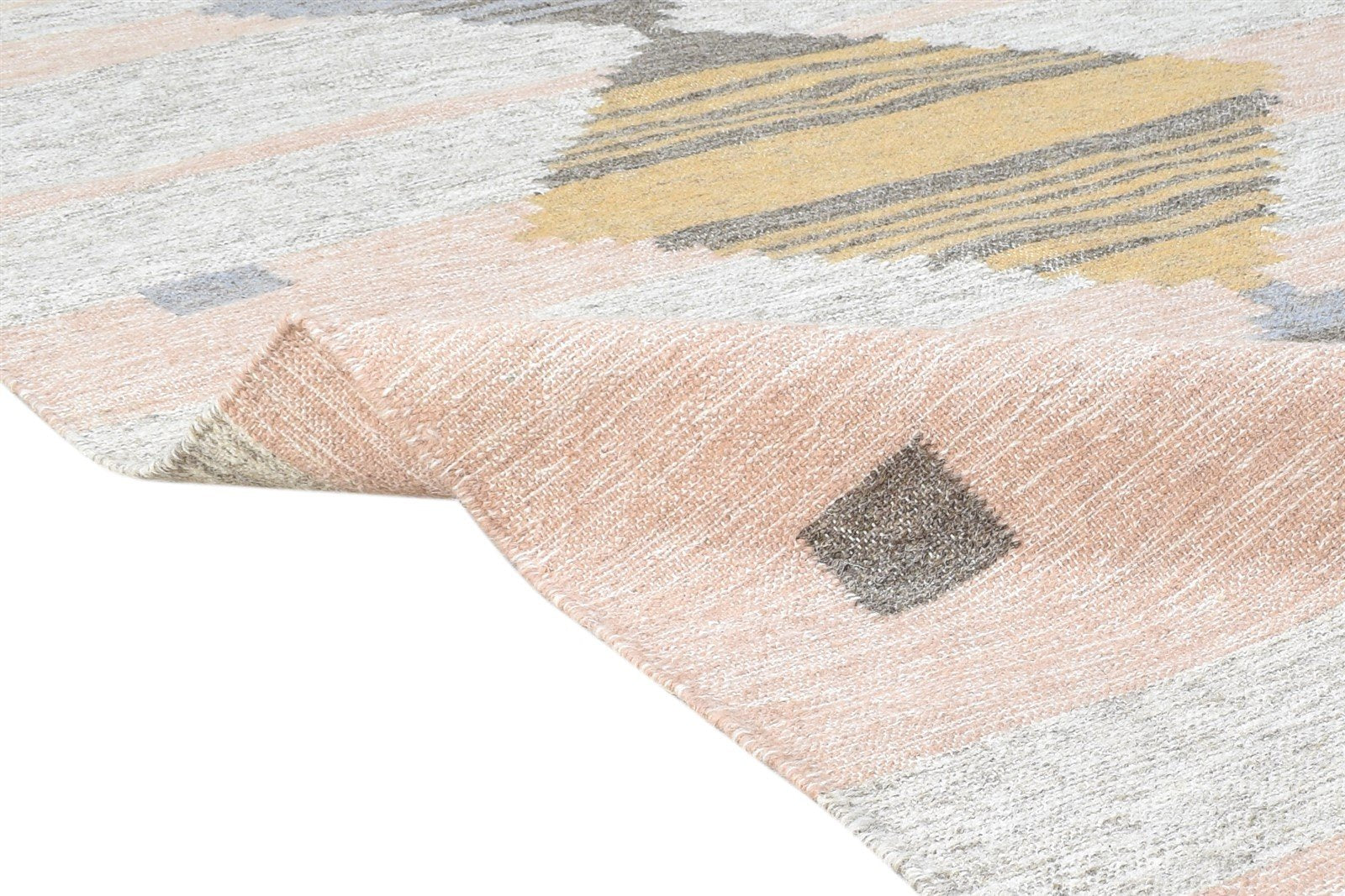 Pink Wool Rug 4' X 6' Modern Hand Woven Scandinavian Nordic Room Size Carpet 7865140871317