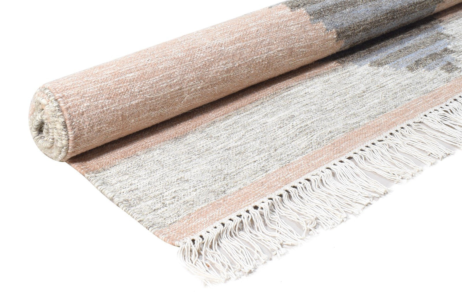 Pink Wool Rug 4' X 6' Modern Hand Woven Scandinavian Nordic Room Size Carpet 7865140871317