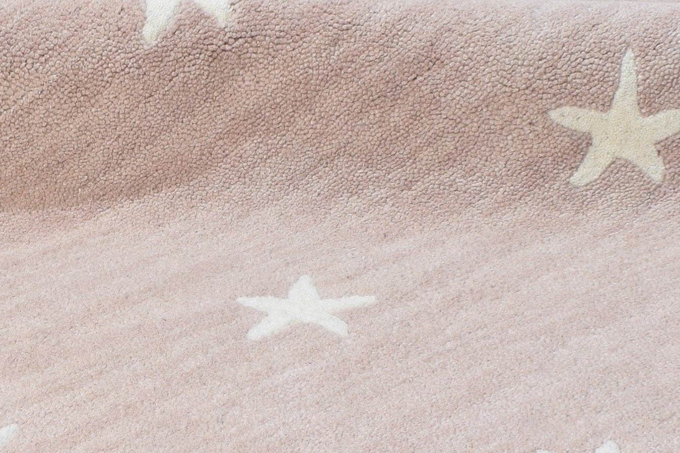 Pink Wool Rug 5' X 8' Modern Hand Tufted American Stars Room Size Carpet 7865181372565