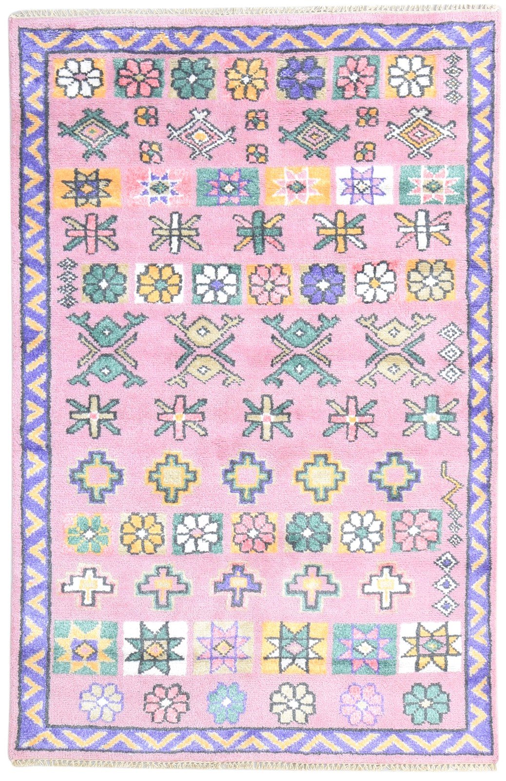 Pink Wool Rug 5' X 8' Persian Hand Knotted Mughal Oriental Room Size Carpet 7864975949973