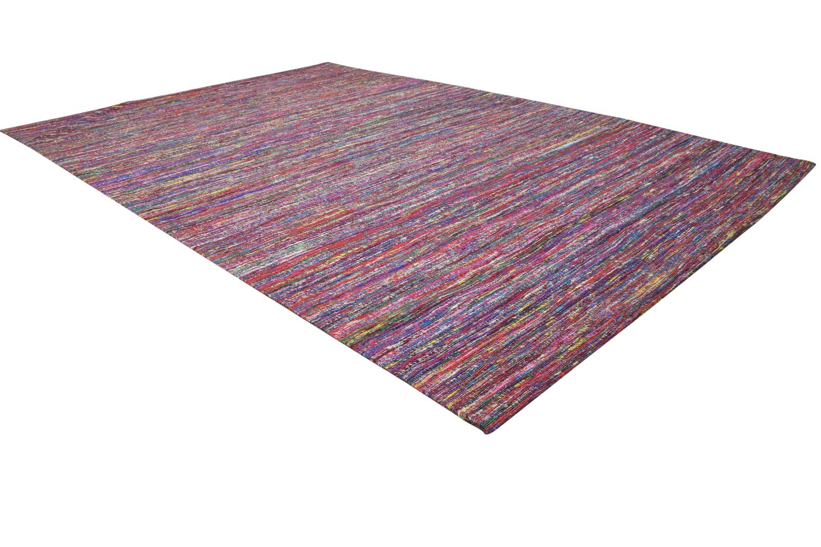 Erinn Pink Wool / Silk Rug 5X7 Modern Jacquard Loom Bohemian Striped 7864178213013