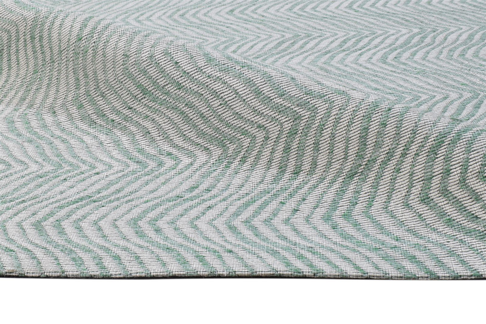 Polyester Green Rug 5X8 Modern Jacquard Loom Scandinavian Chevron Room Size 7865007407253