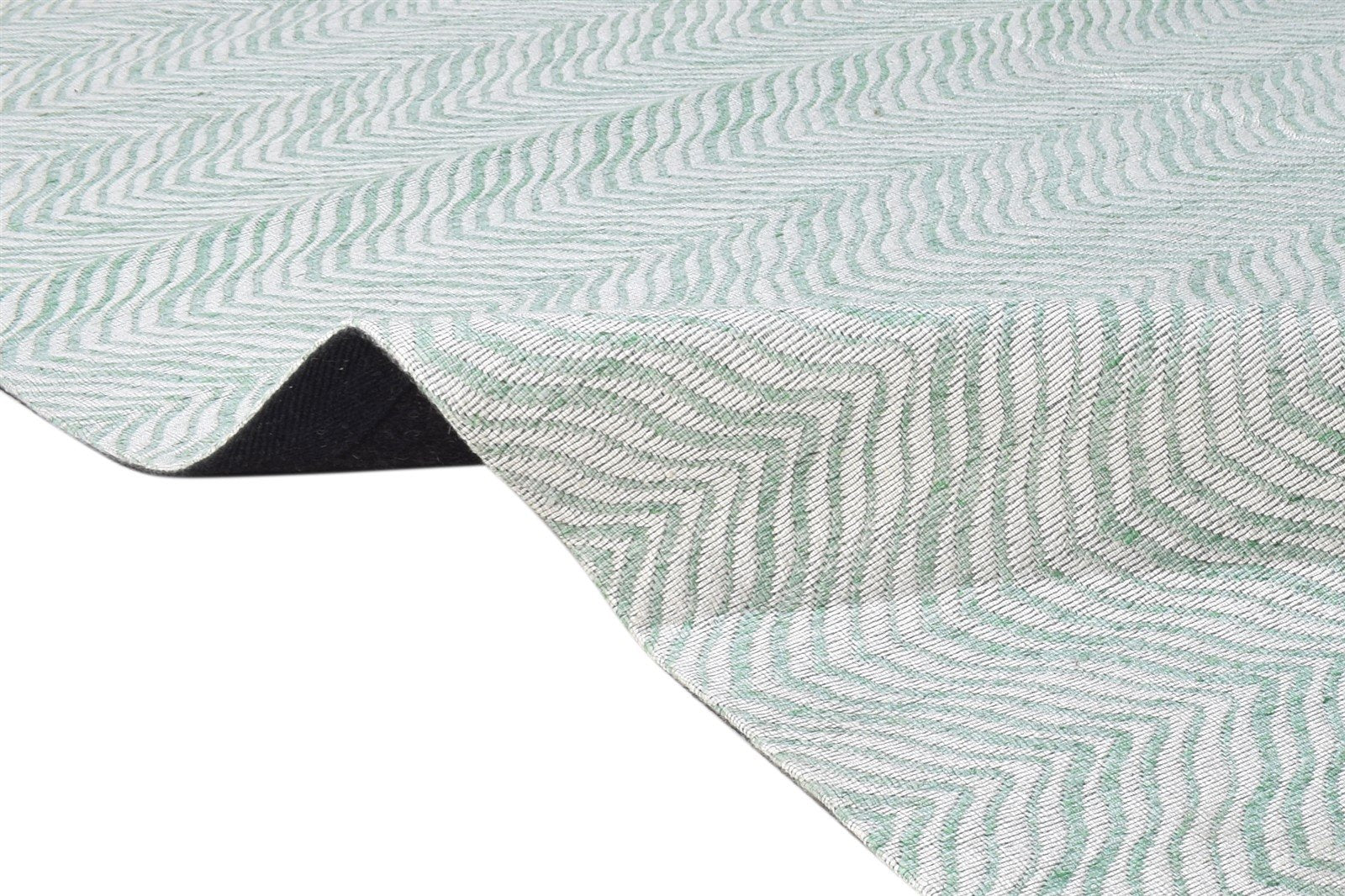 Polyester Green Rug 5X8 Modern Jacquard Loom Scandinavian Chevron Room Size 7865007407253