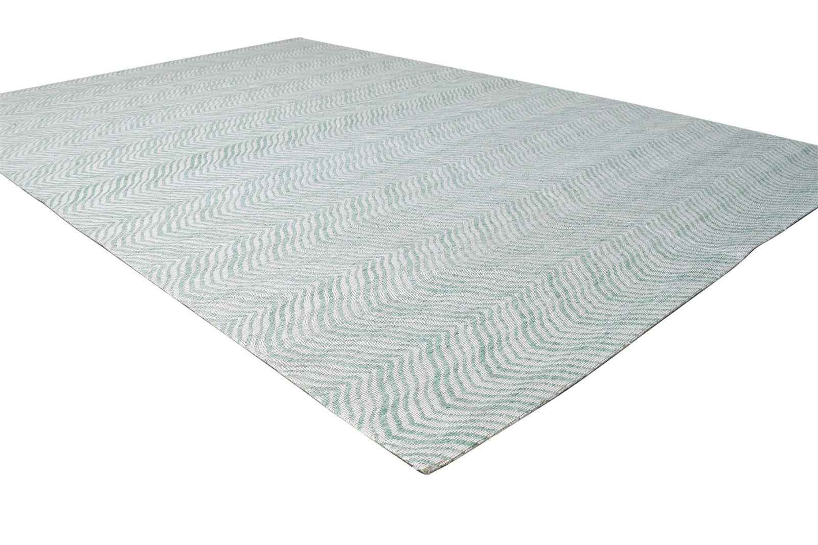Polyester Green Rug 5X8 Modern Jacquard Loom Scandinavian Chevron Room Size 7865007407253