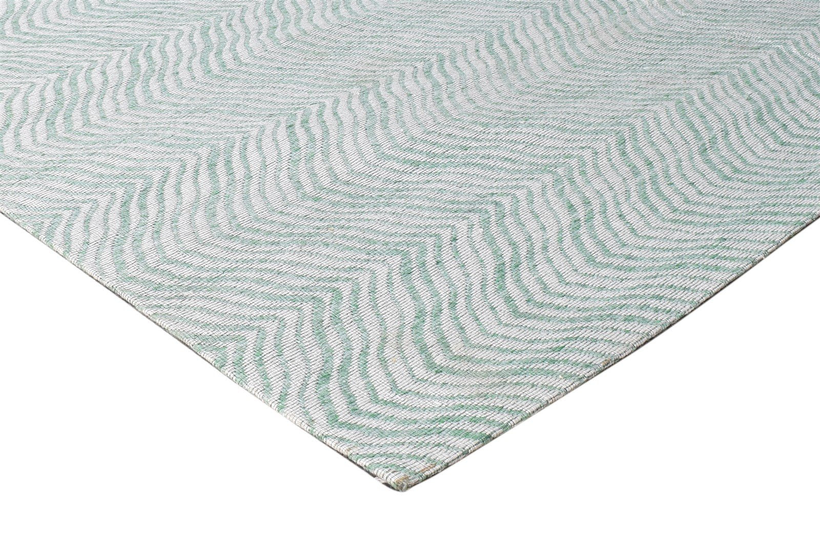 Polyester Green Rug 5X8 Modern Jacquard Loom Scandinavian Chevron Room Size 7865007407253