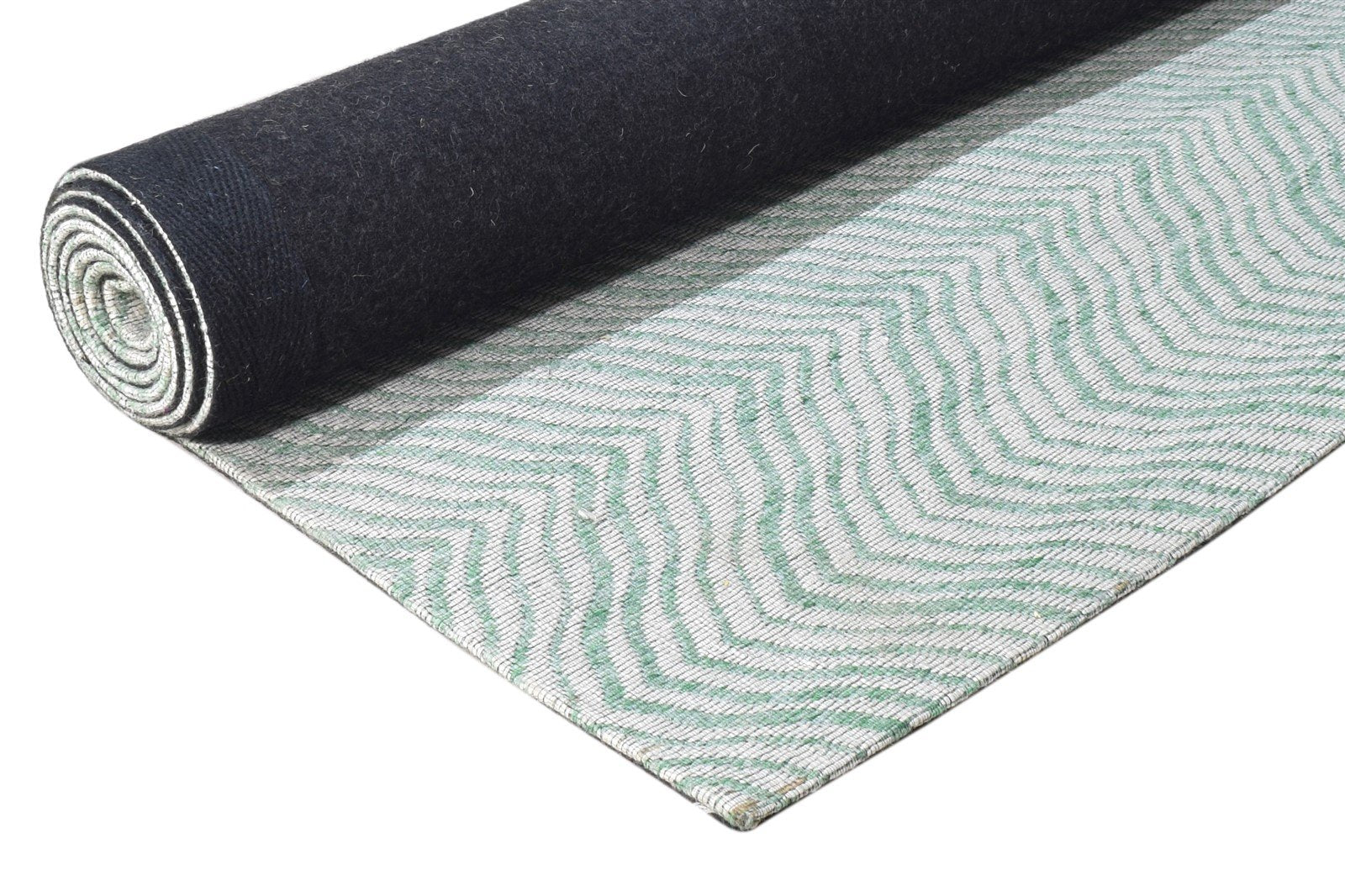 Polyester Green Rug 5X8 Modern Jacquard Loom Scandinavian Chevron Room Size 7865007407253