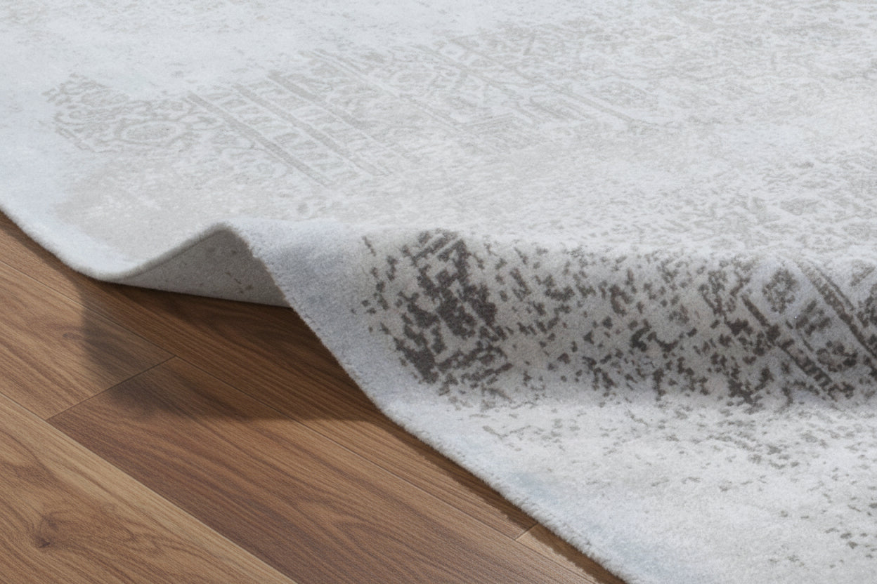 Prabut Handmade Abstract Silk Like Loom Knotted Area Rug Light Blue Gray 9016181325973