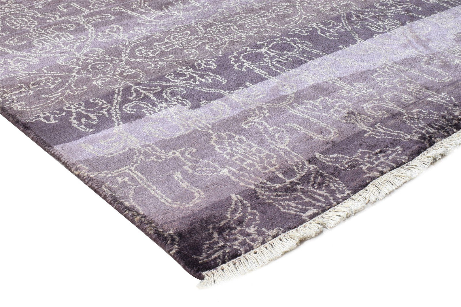 Purple Rayon From Bamboo Rug 6X9 Modern Hand Knotted American Abstract Room Size 7865106464917
