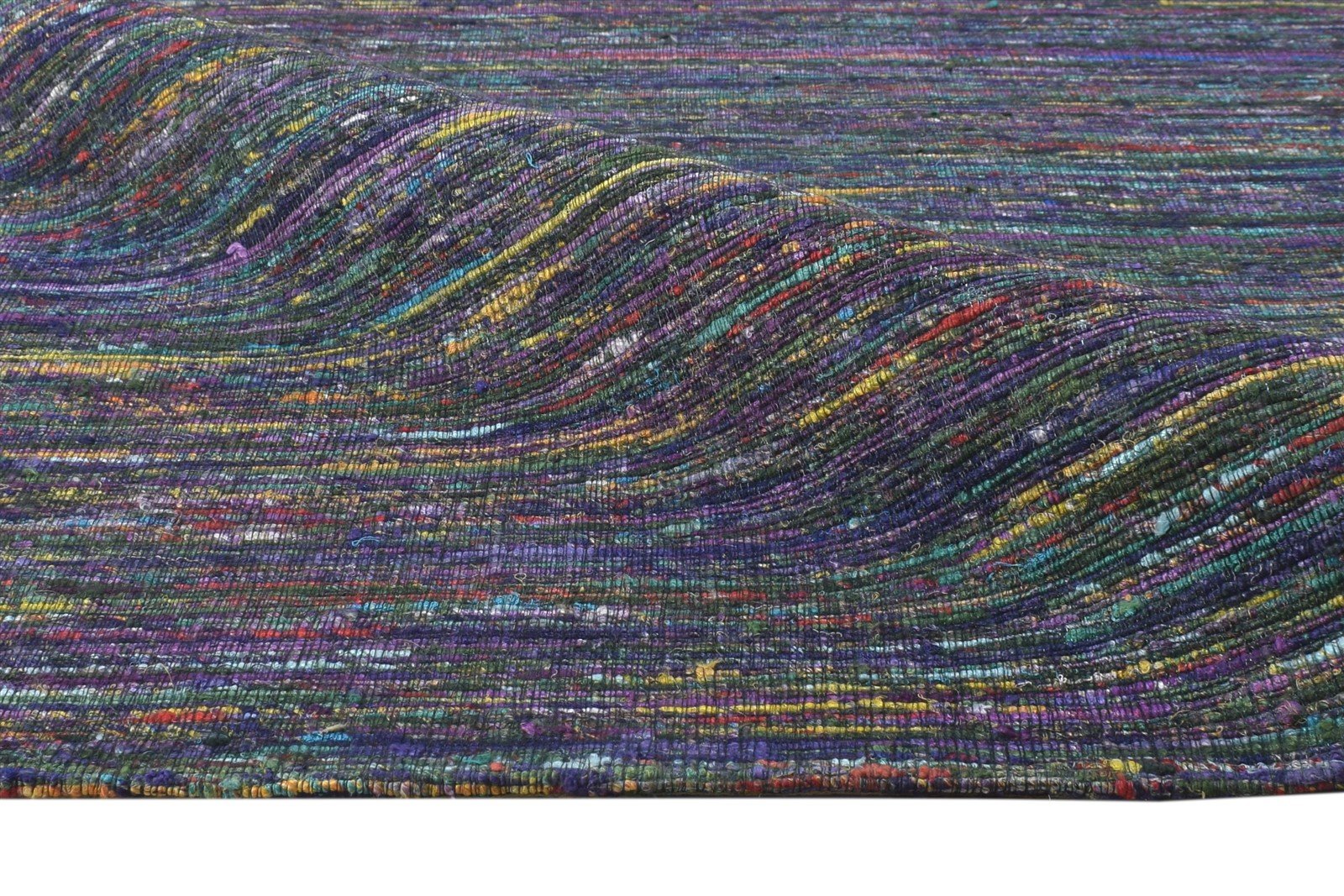 Ardys Purple Silk Rug 5' X 8' Modern Hand Woven Bohemian Striped 7864661049493