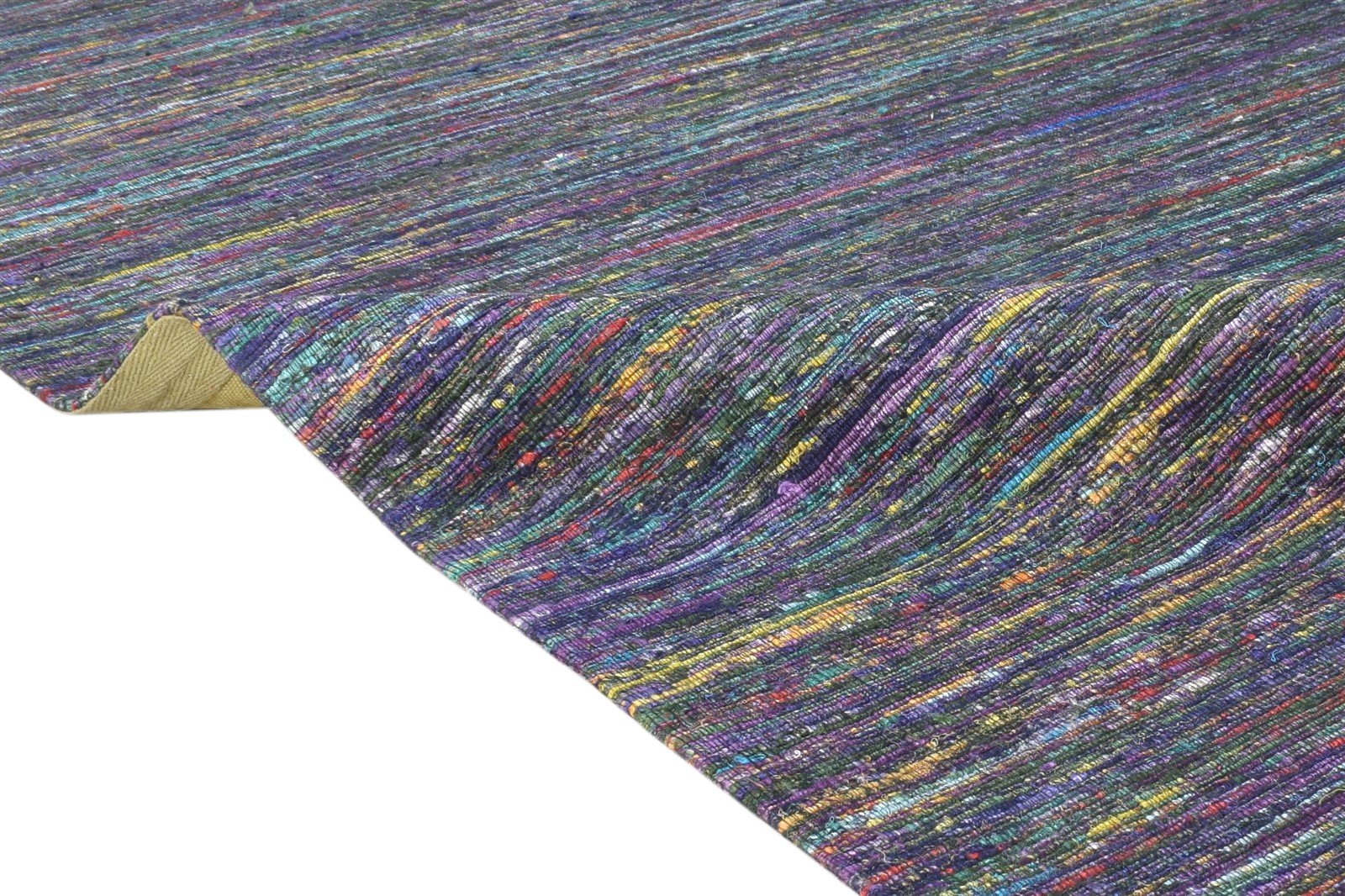 Ardys Purple Silk Rug 5' X 8' Modern Hand Woven Bohemian Striped 7864661049493