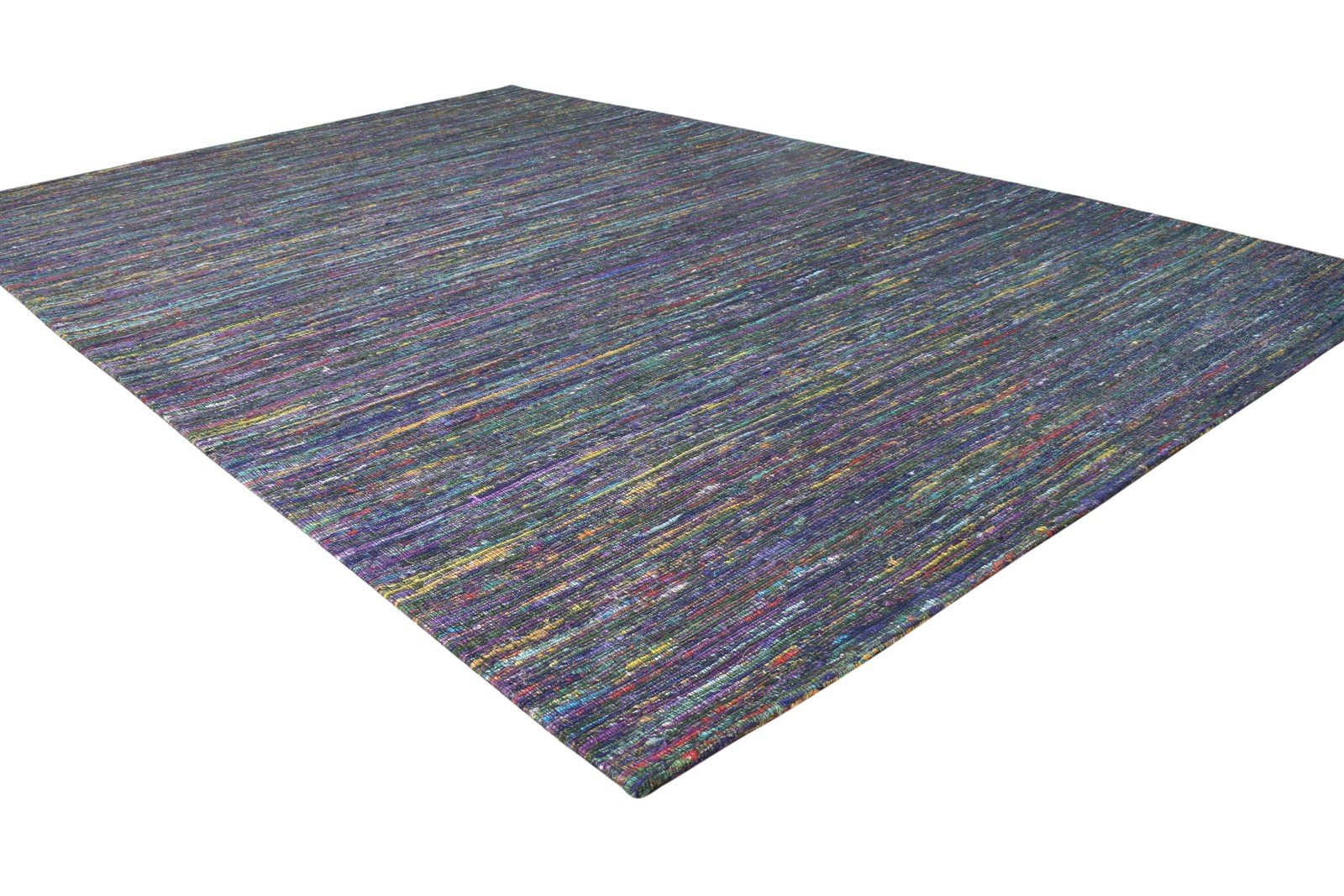 Ardys Purple Silk Rug 5' X 8' Modern Hand Woven Bohemian Striped 7864661049493