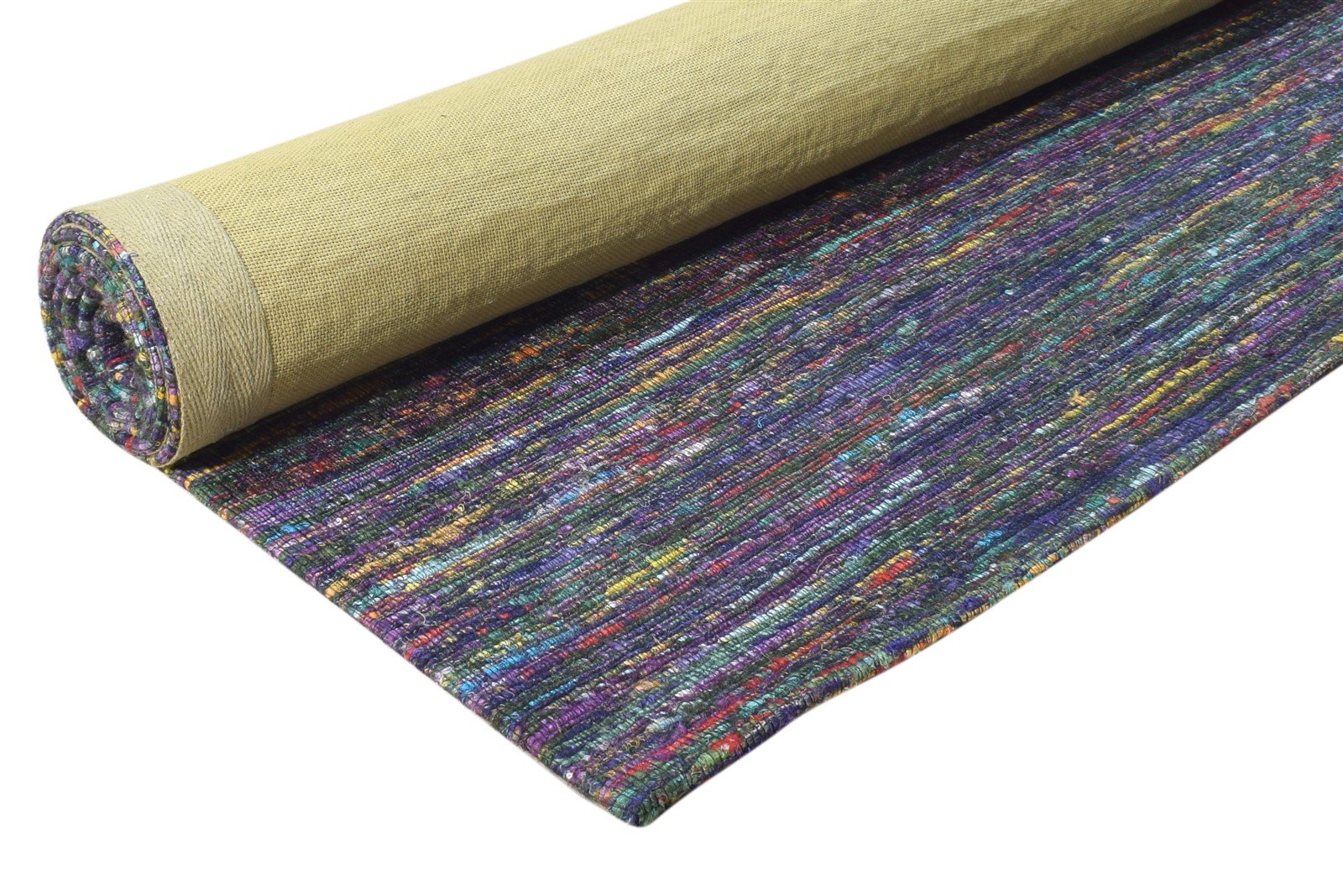 Ardys Purple Silk Rug 5' X 8' Modern Hand Woven Bohemian Striped 7864661049493