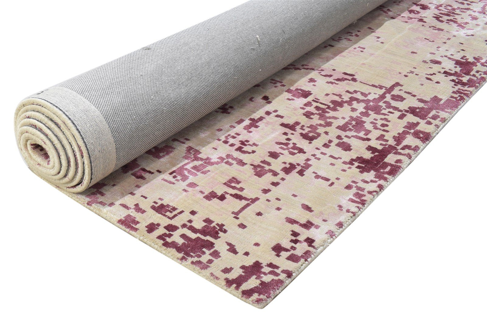 Purple Silk Rug 6' X 9' Modern Handloom Indian Abstract Room Size Carpet 7864313708693