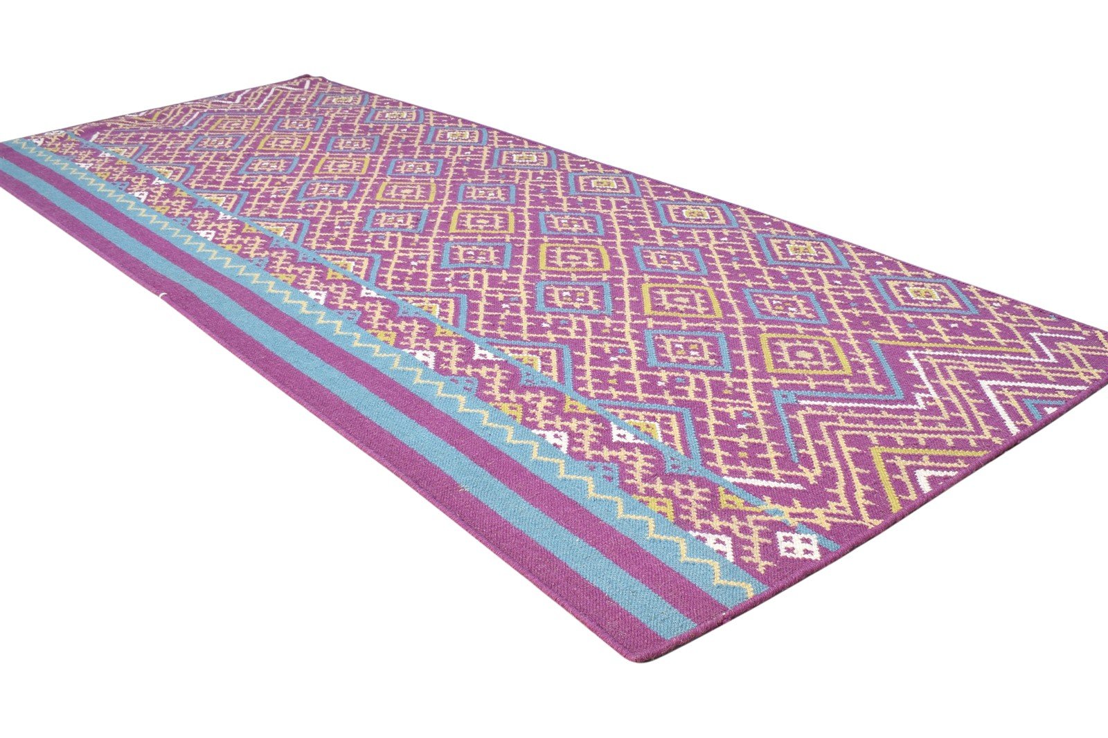 Purple Wool Rug 3' X 3' Persian Dhurrie Bokhara Oriental Small Carpet 7865080053909