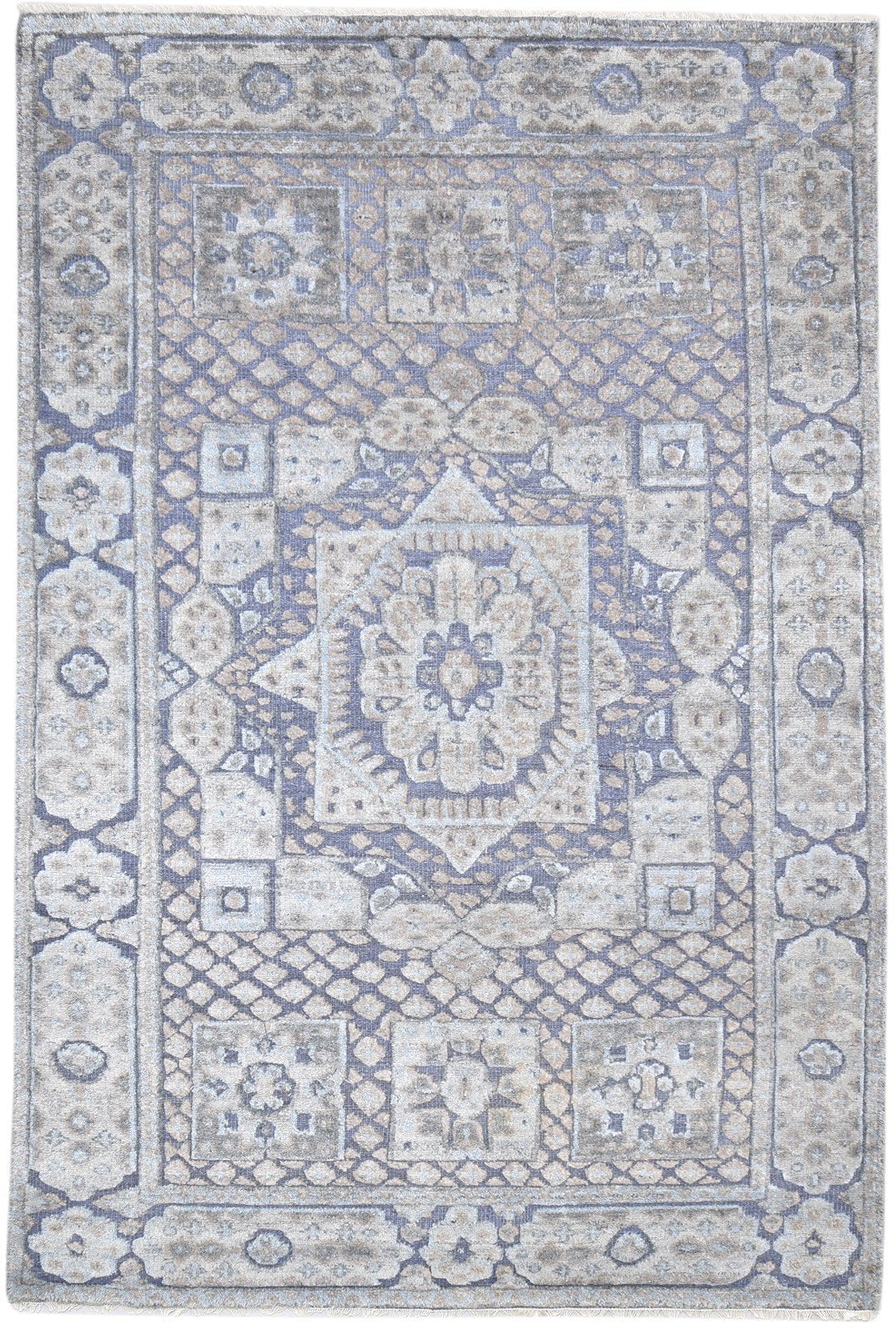 Purple Wool / Silk Rug 6X9 Persian Hand Knotted Khotan Oriental Room Size 7864104255637
