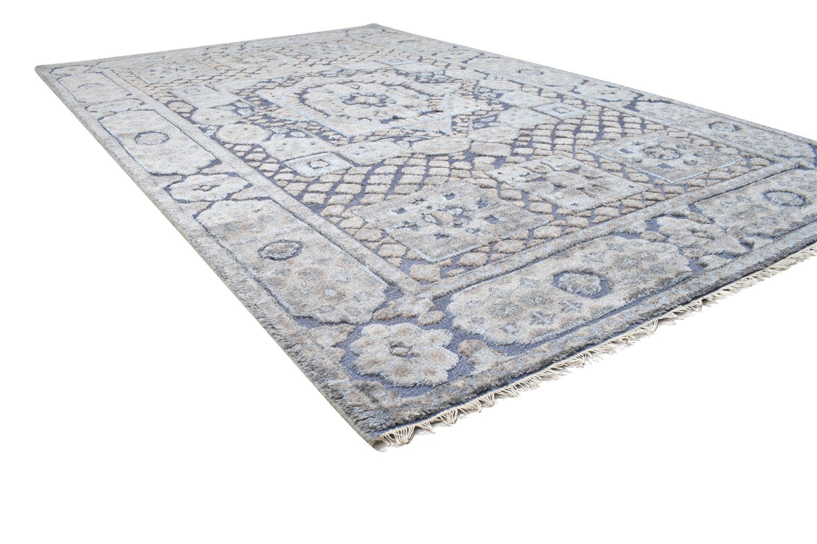 Purple Wool / Silk Rug 6X9 Persian Hand Knotted Khotan Oriental Room Size 7864104255637