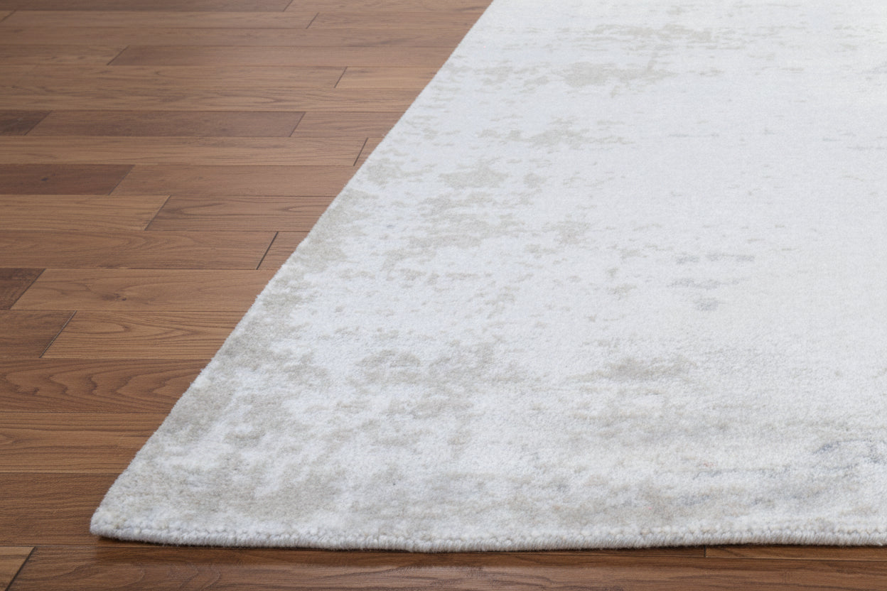 Raksha Handmade Abstract Loom Knotted Hand Woven Silk Like Wool Viscose Blue Rug 9016158027925