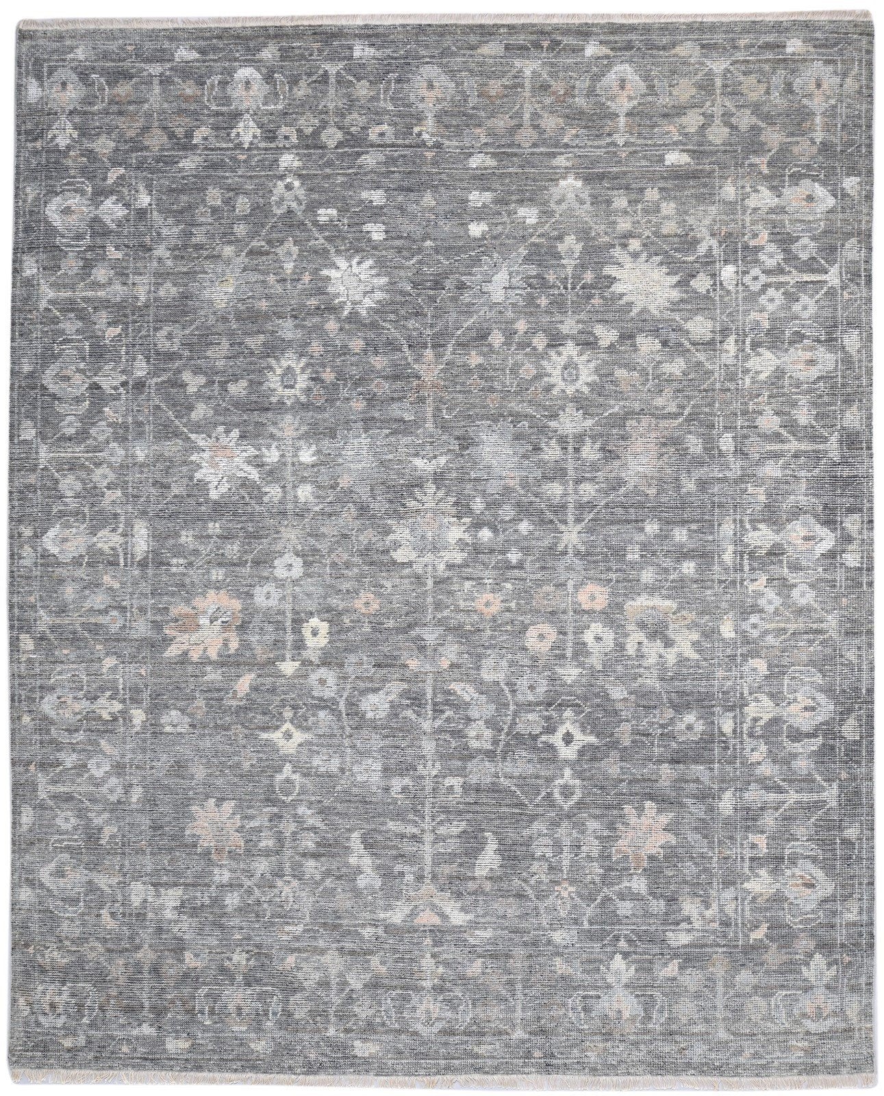 Randall Wool Gray Hand-Knotted Kashan Persian Rug 8881896947861