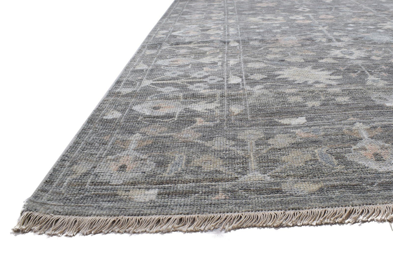 Randall Wool Gray Hand-Knotted Kashan Persian Rug 8881896947861