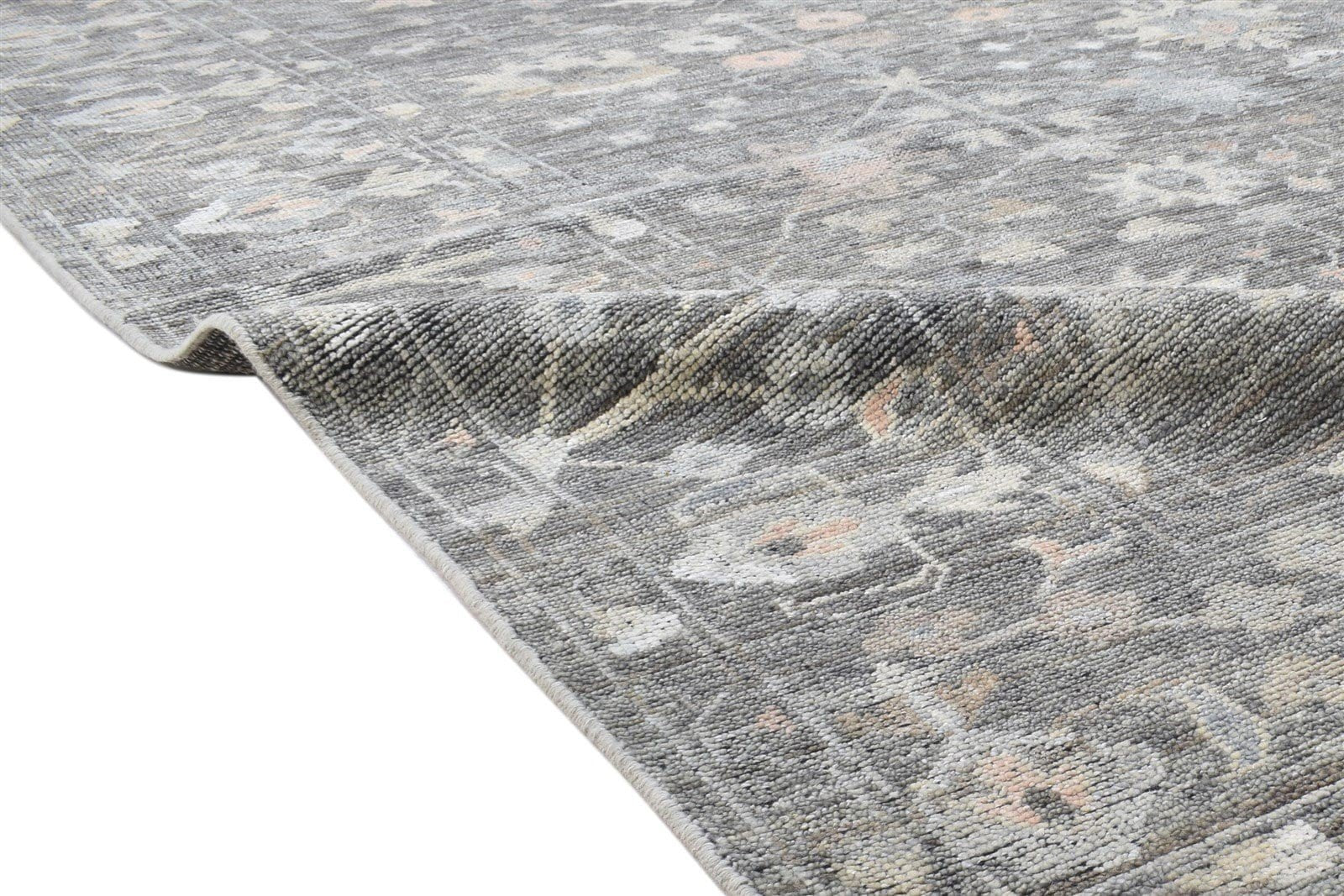 Randall Wool Gray Hand-Knotted Kashan Persian Rug 8881896947861