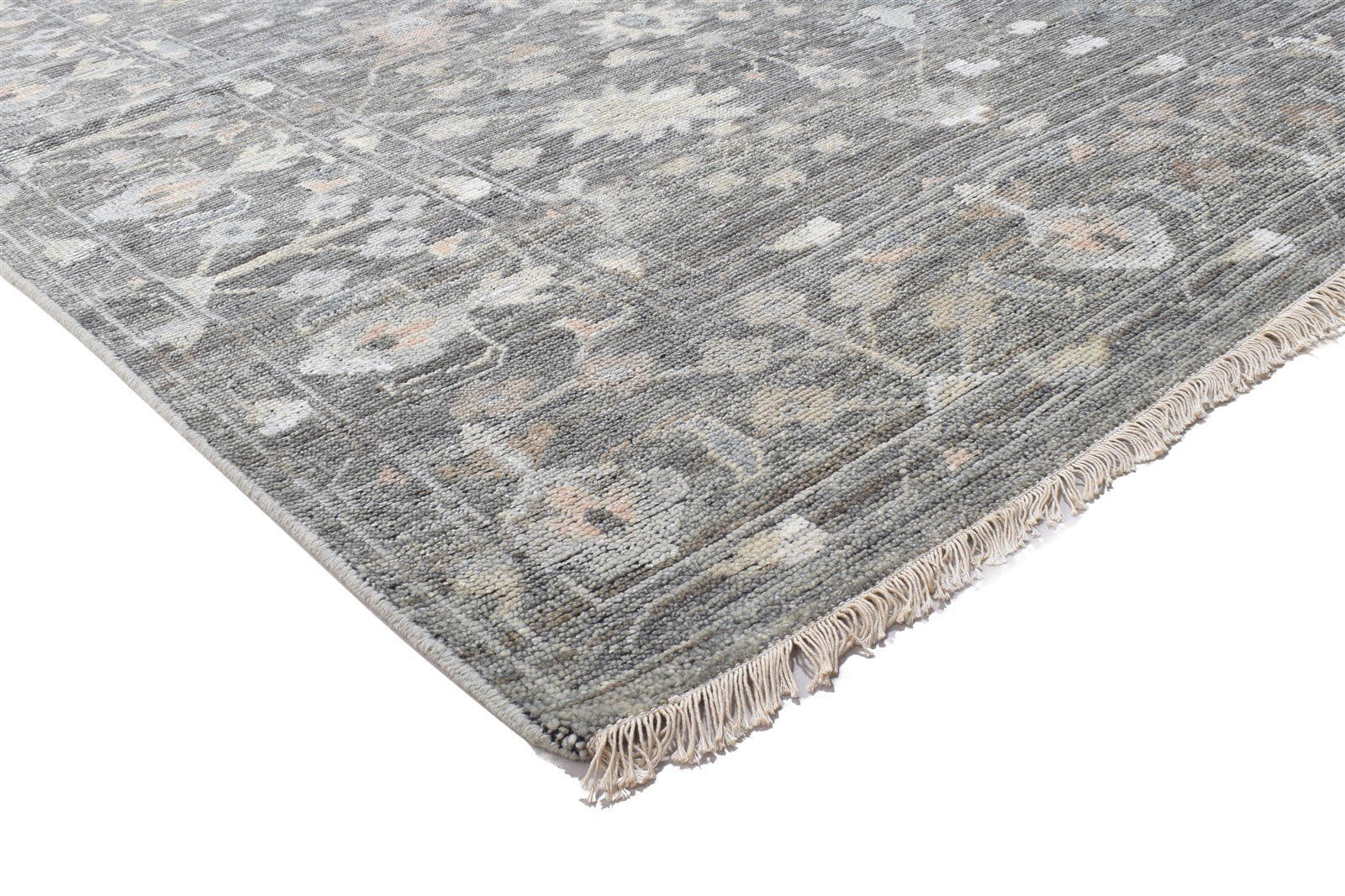 Randall Wool Gray Hand-Knotted Kashan Persian Rug 8881896947861