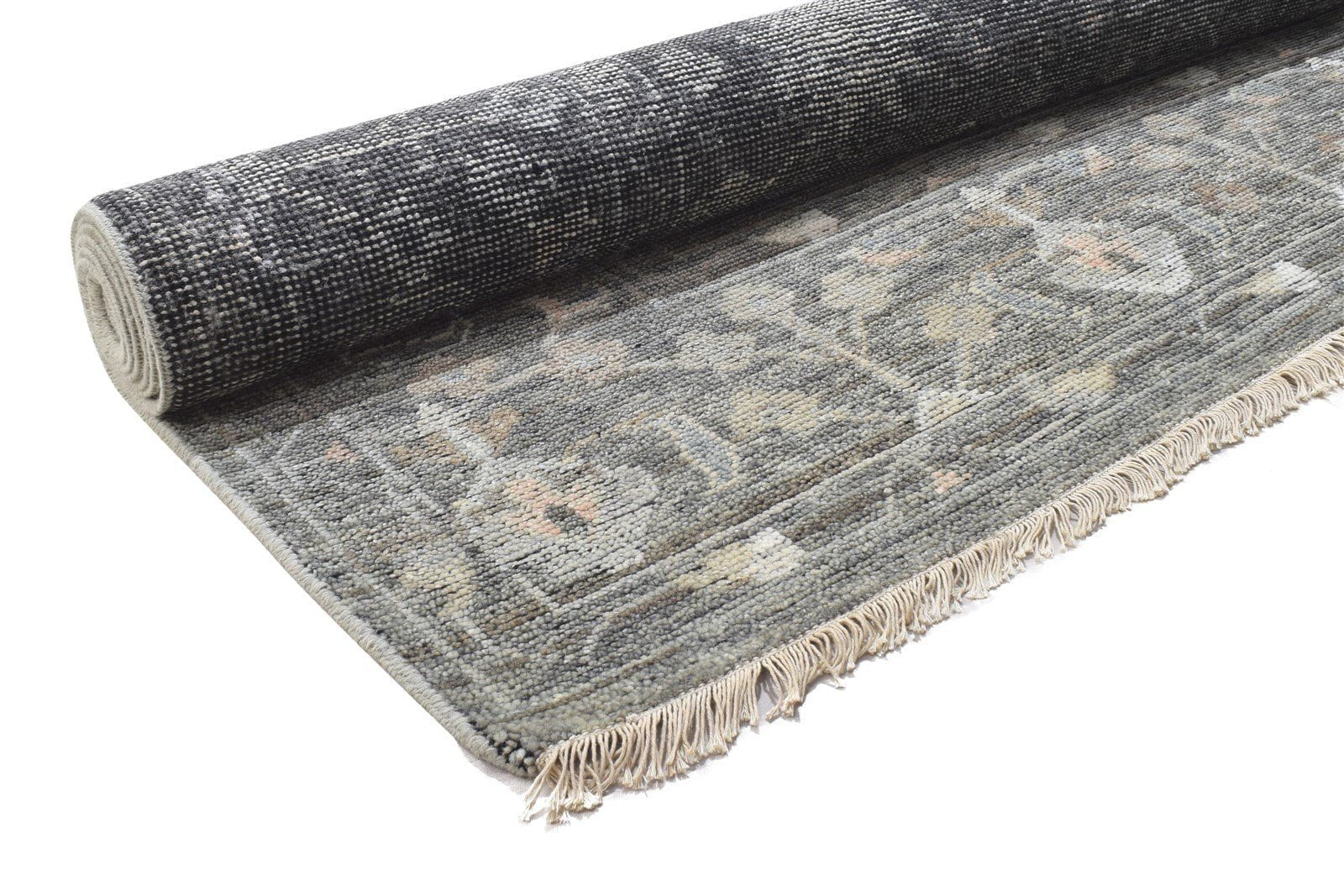 Randall Wool Gray Hand-Knotted Kashan Persian Rug 8881896947861