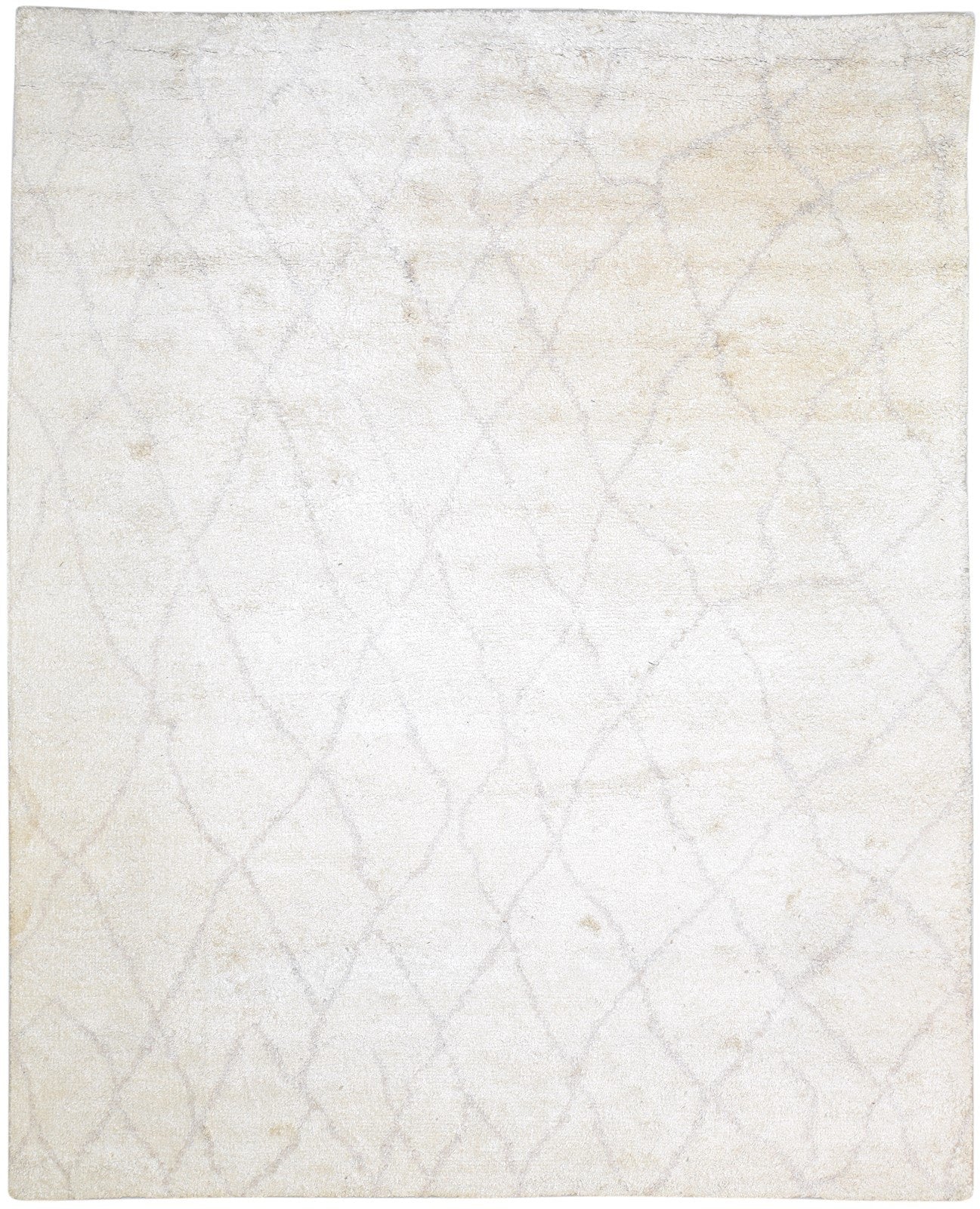 Rayon From Bamboo Beige Rug 8X10 Modern Hand Knotted Moroccan Abstract Large 7864789237909
