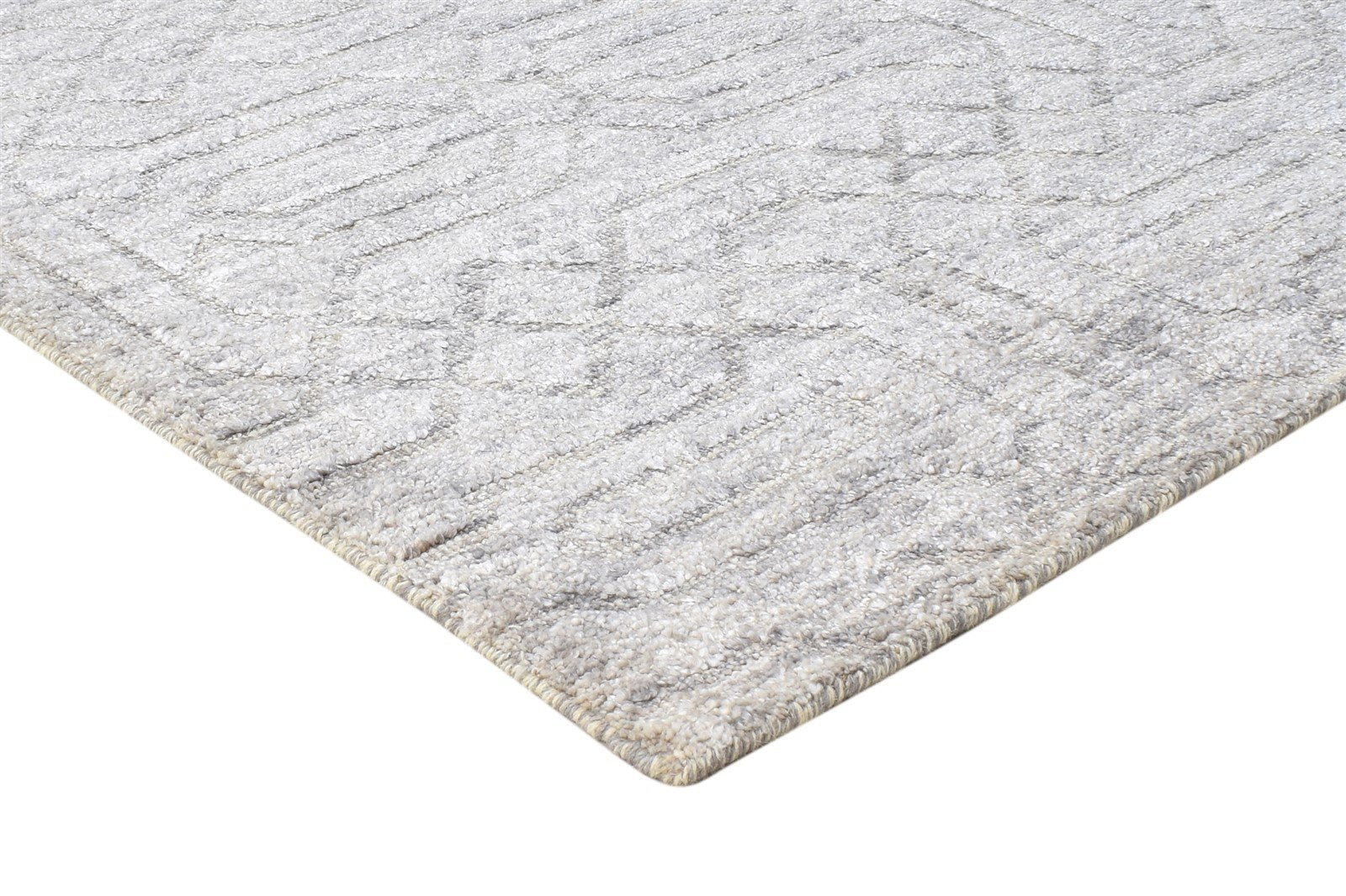 Rayon From Bamboo Grey Rug 8X10 Modern Hand Woven Scandinavian Geometric Large 7864781144213